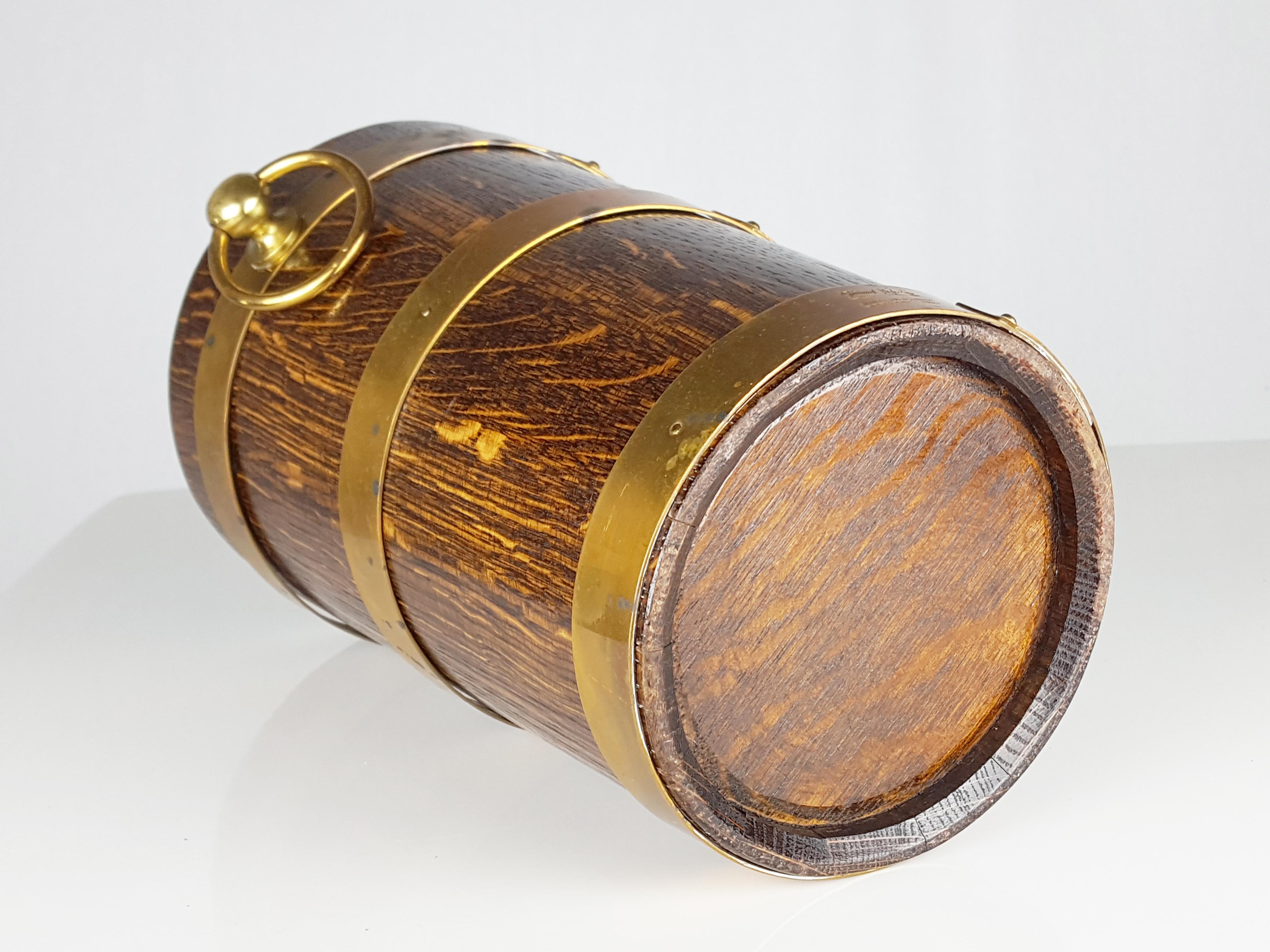 French Oak, Aluminum, and Brass Ice Bucket from Geraud Lafitte Ouvrier, 1950s For Sale 1
