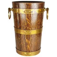 French Oak, Aluminum, and Brass Ice Bucket from Geraud Lafitte Ouvrier, 1950s