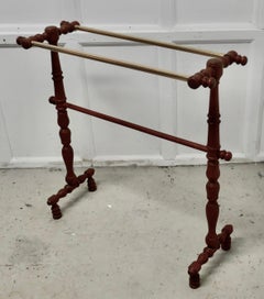 French Oak and Brass Towel Rail