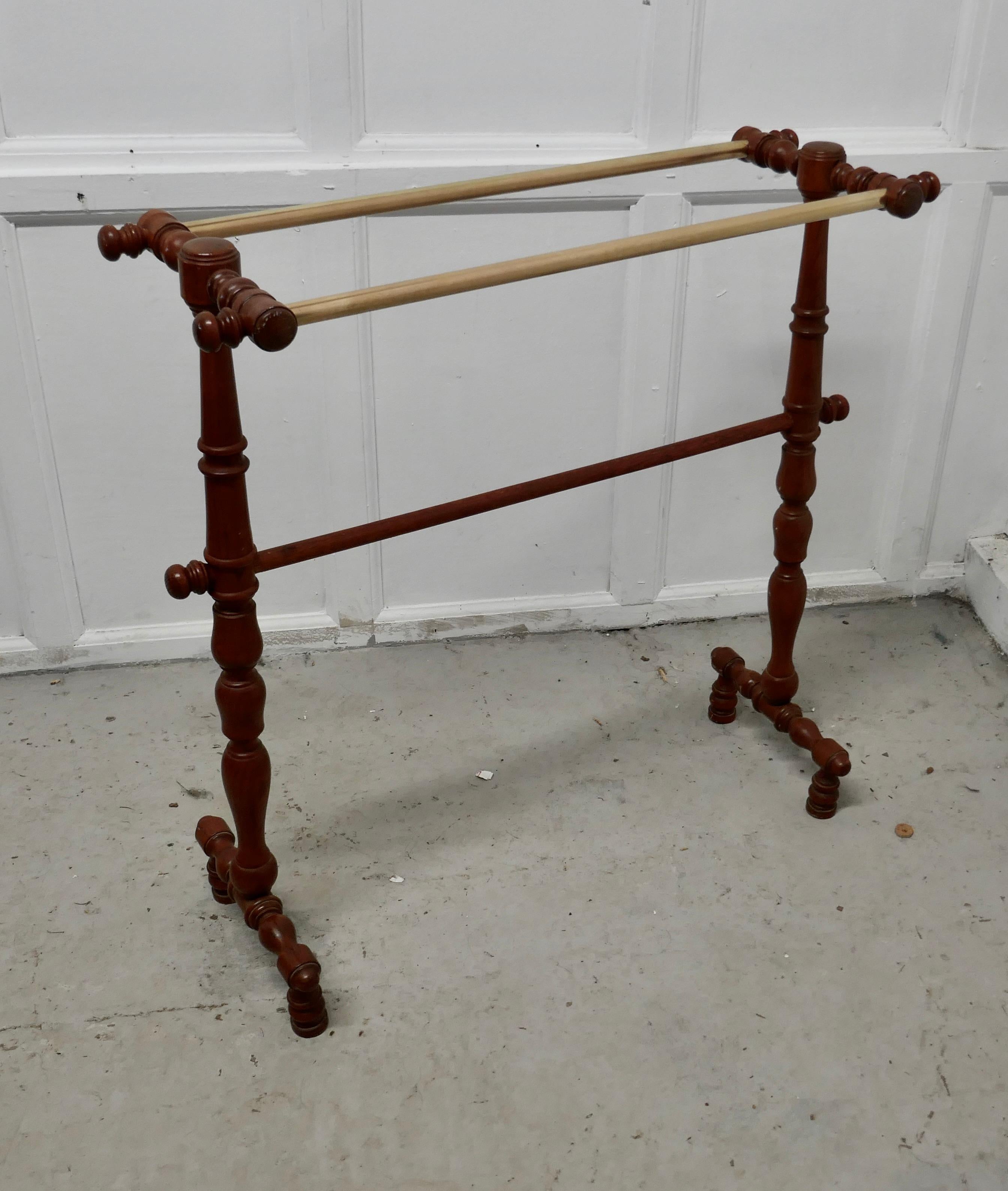 Napoleon III French Oak and Brass Towel Rail For Sale
