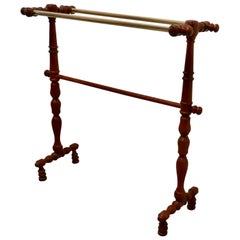 French Oak and Brass Towel Rail