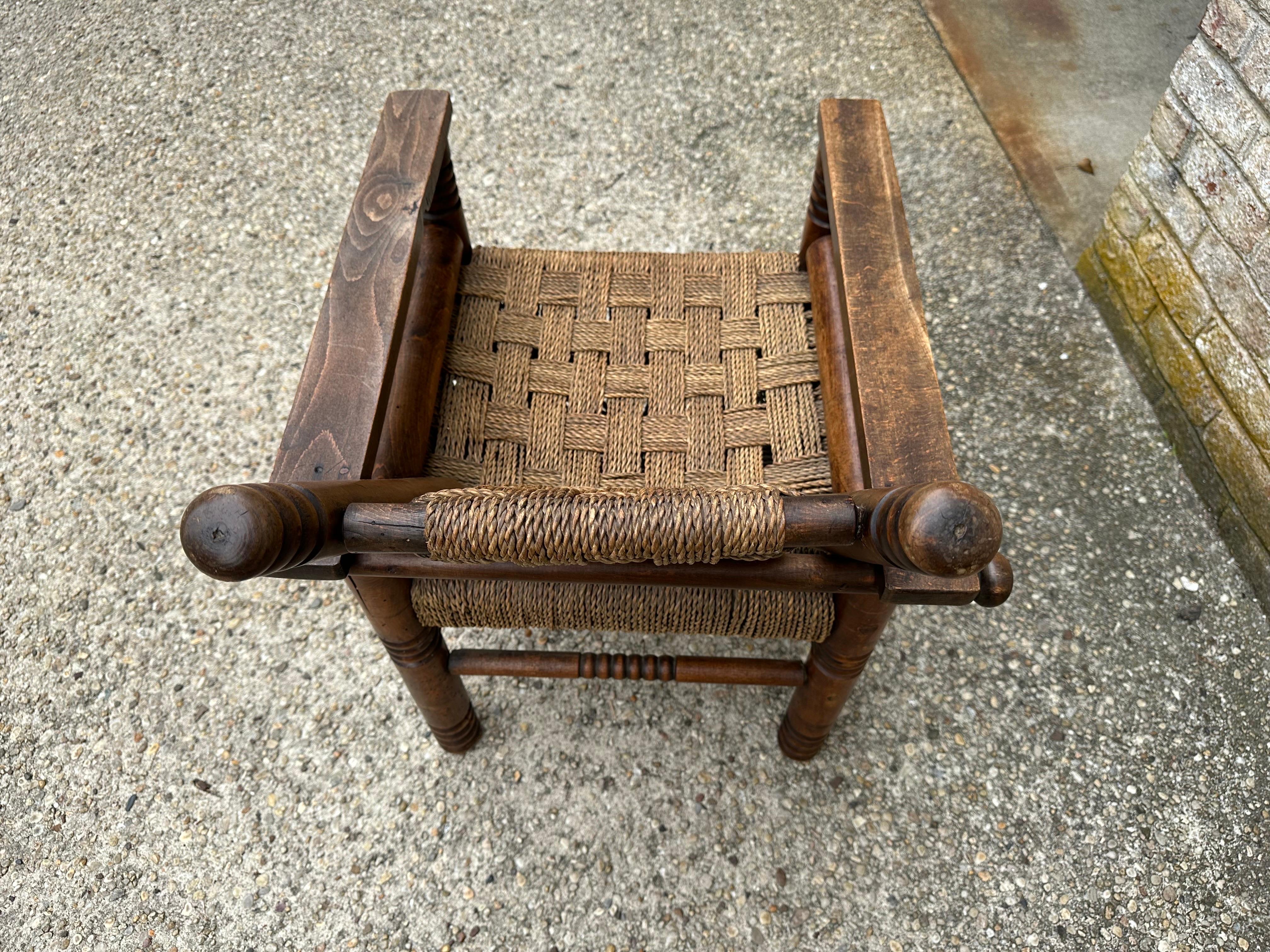French Oak and Cord Lounge Chair by Charles Dudouyt For Sale 9