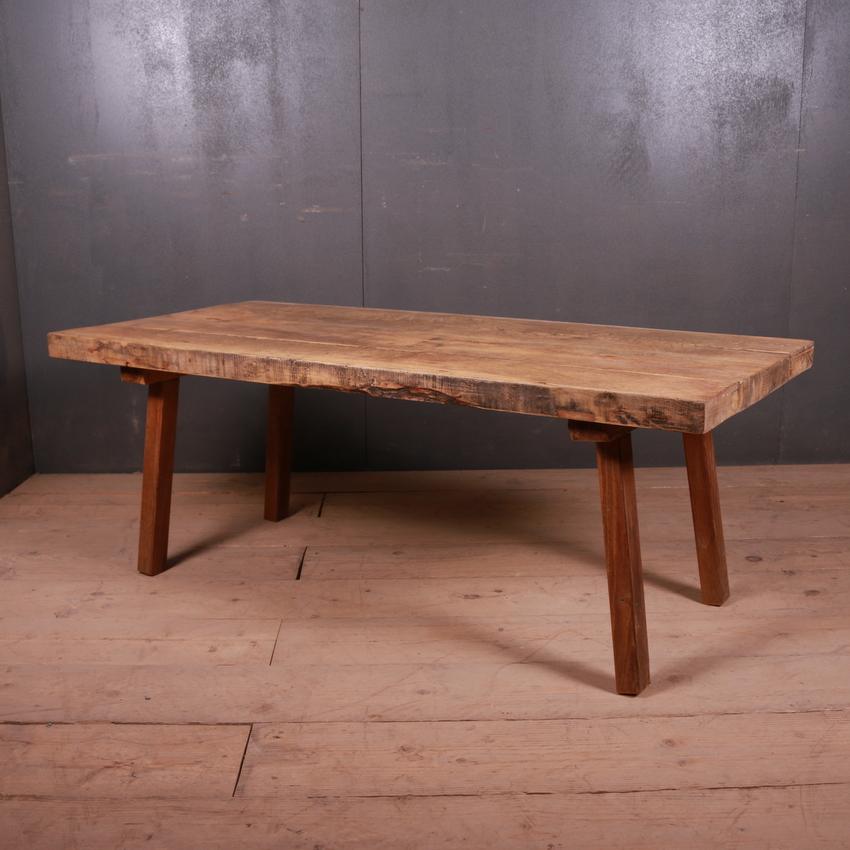 19th century primitive oak and fruitwood coffee table, 1860.

Dimensions
56 inches (142 cms) wide
27 inches (69 cms) deep
21 inches (53 cms) high.

  