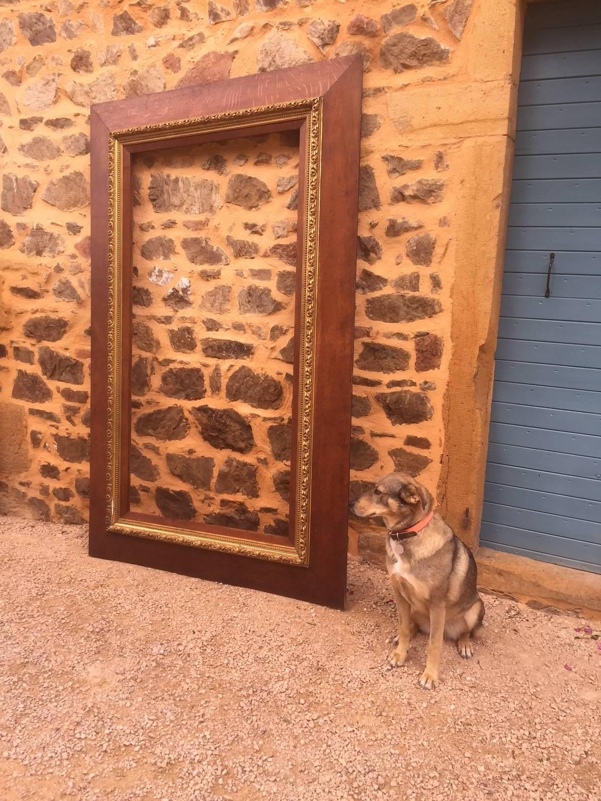 French Oak and Golden Moulding Picture Frame, 1900s For Sale 1