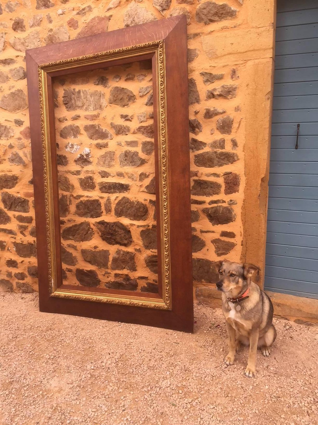 French Oak and Golden Moulding Picture Frame, 1900s For Sale 2