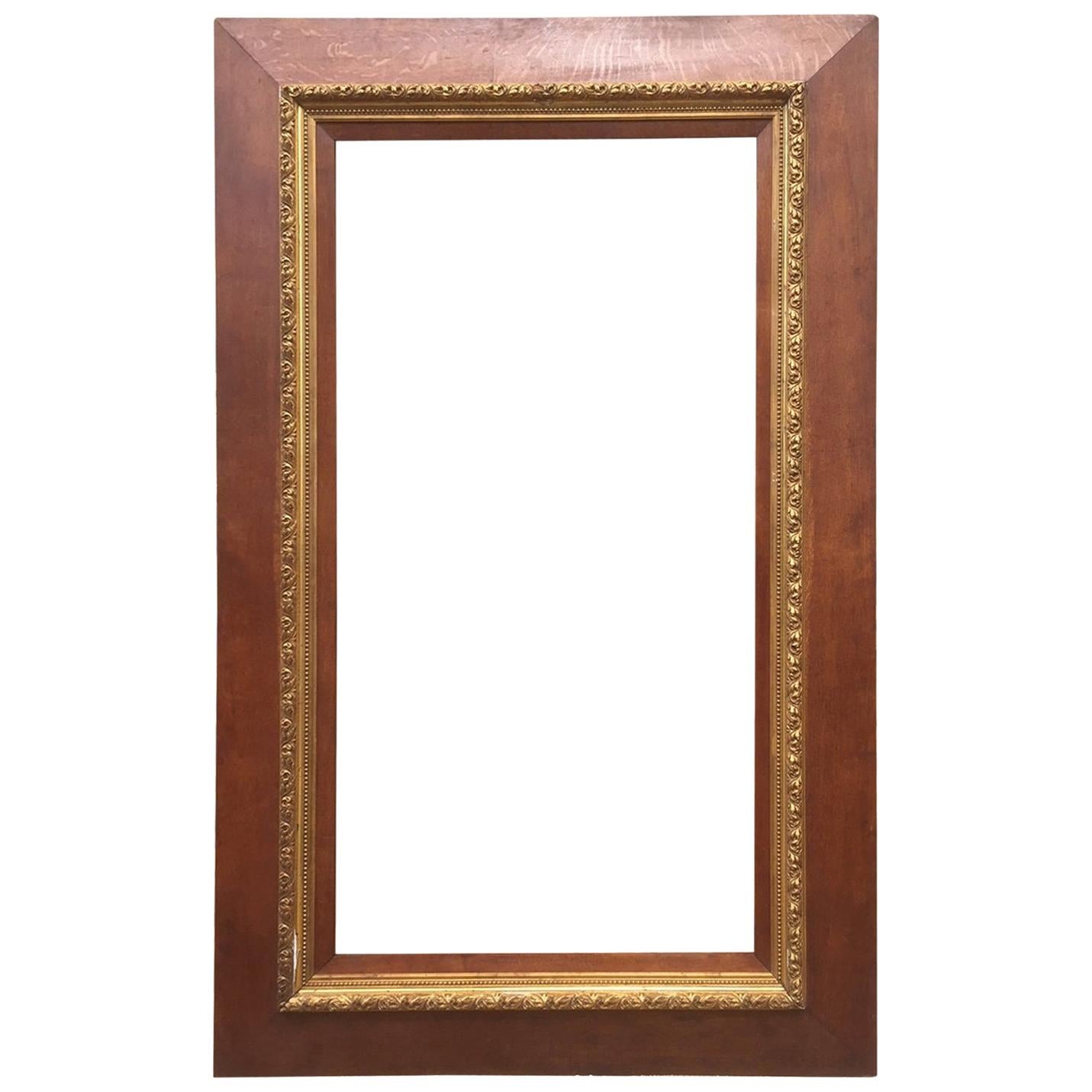 French Oak and Golden Moulding Picture Frame, 1900s For Sale