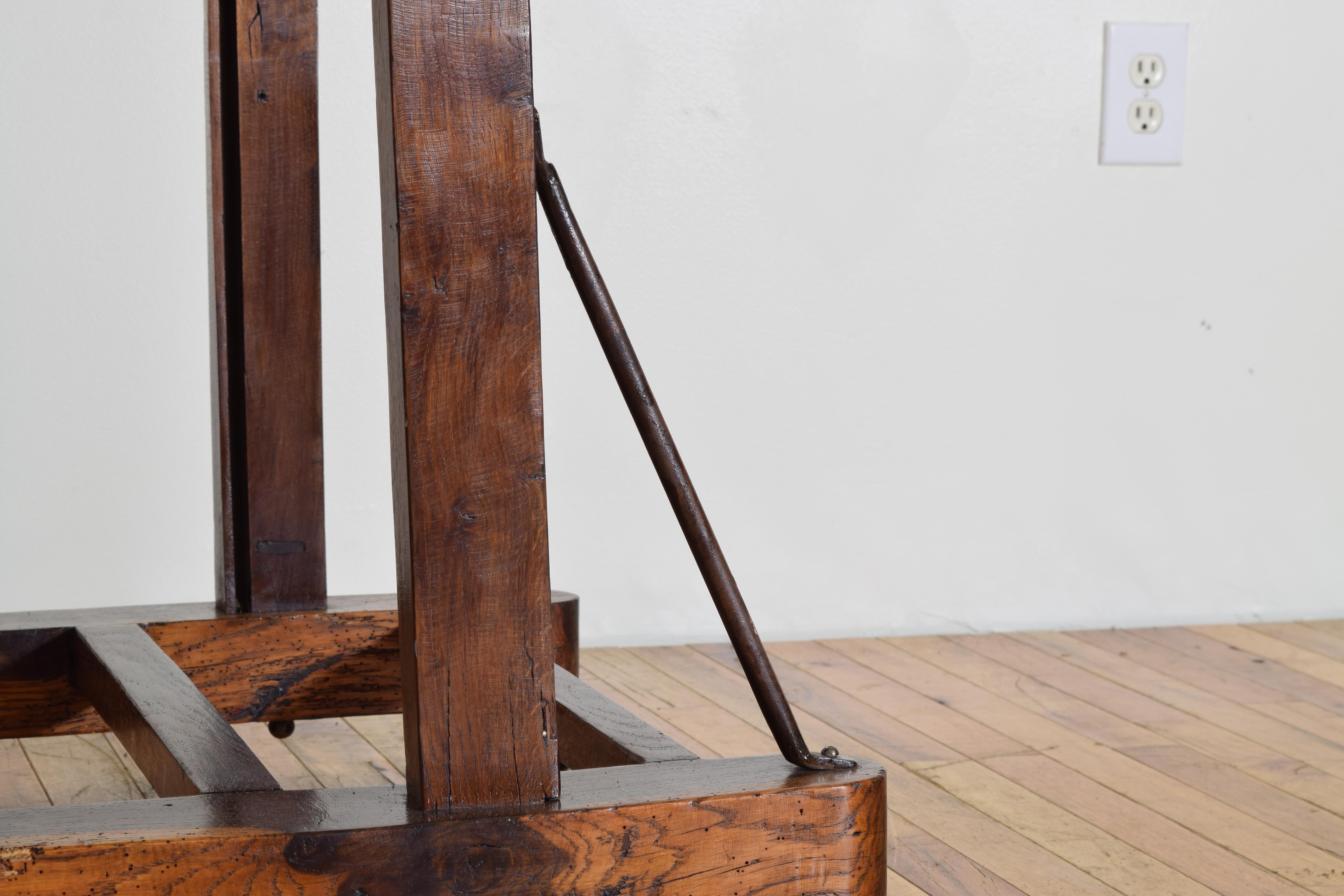 French Oak and Iron Artist’s Easel, Early 20th Century, Working Condition 9