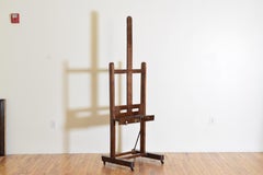 French Oak and Iron Artist’s Easel, Early 20th Century, Working Condition