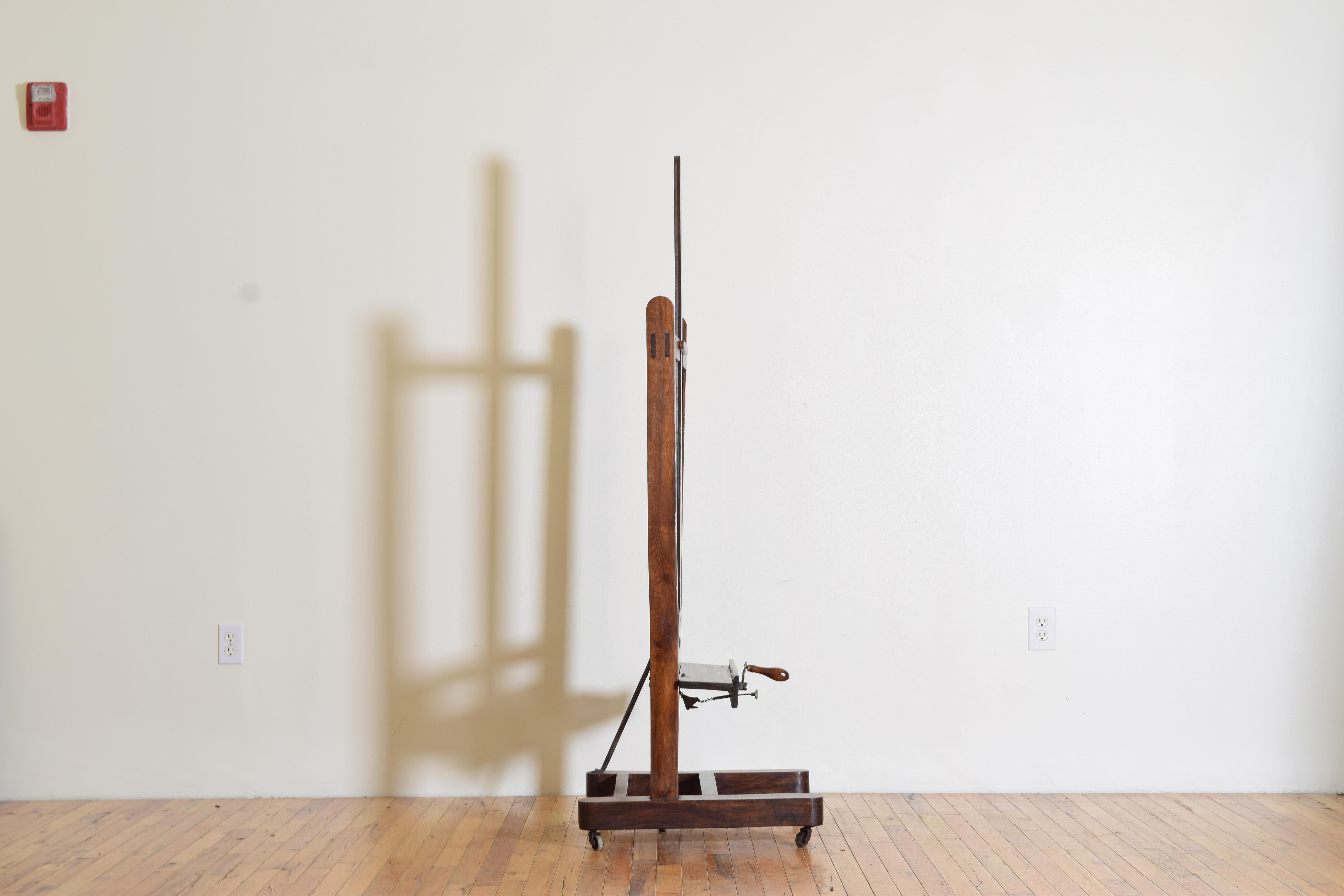 French Oak and Iron Artist’s Easel, Early 20th Century, Working Condition 2