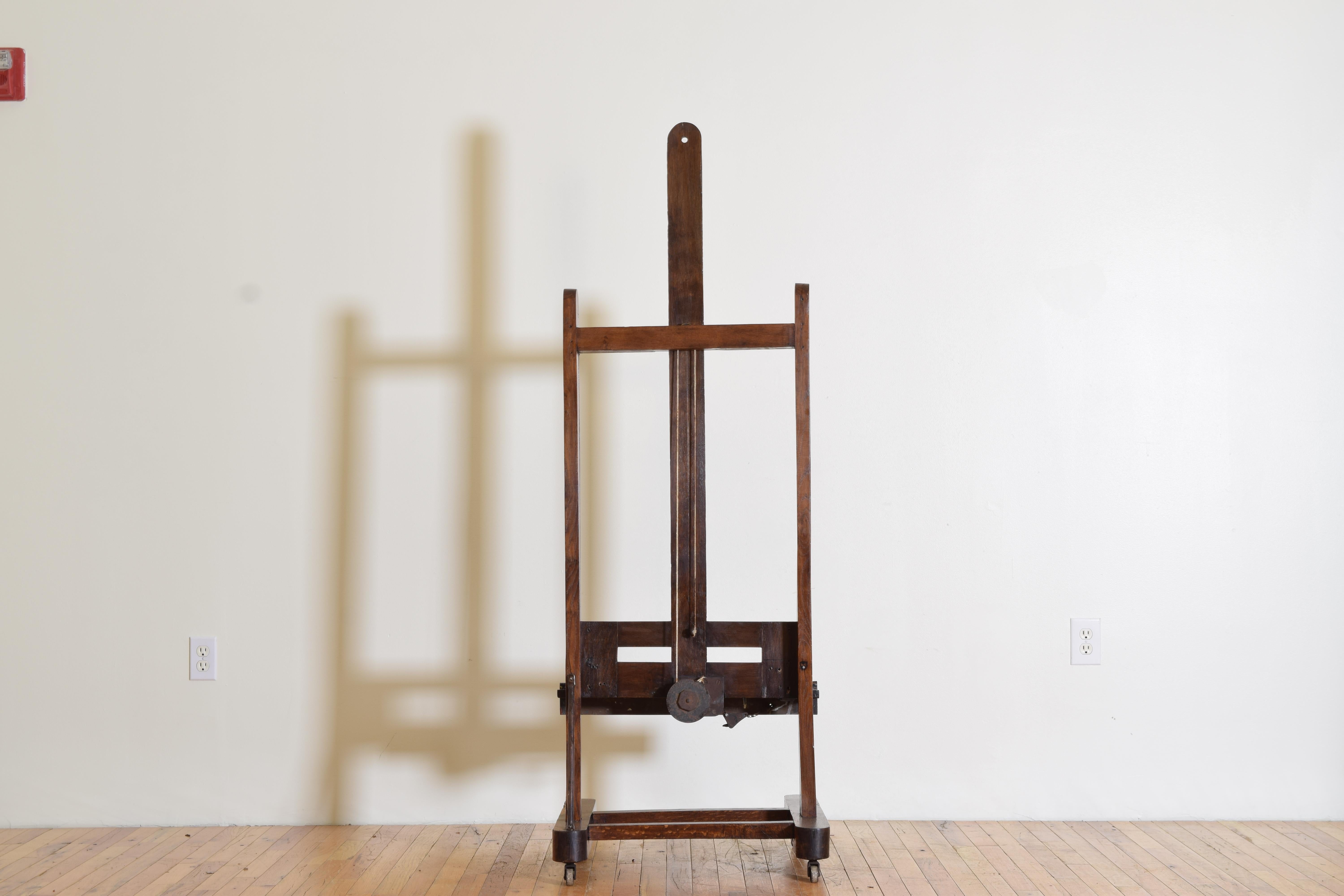 French Oak and Iron Artist’s Easel, Early 20th Century, Working Condition 3