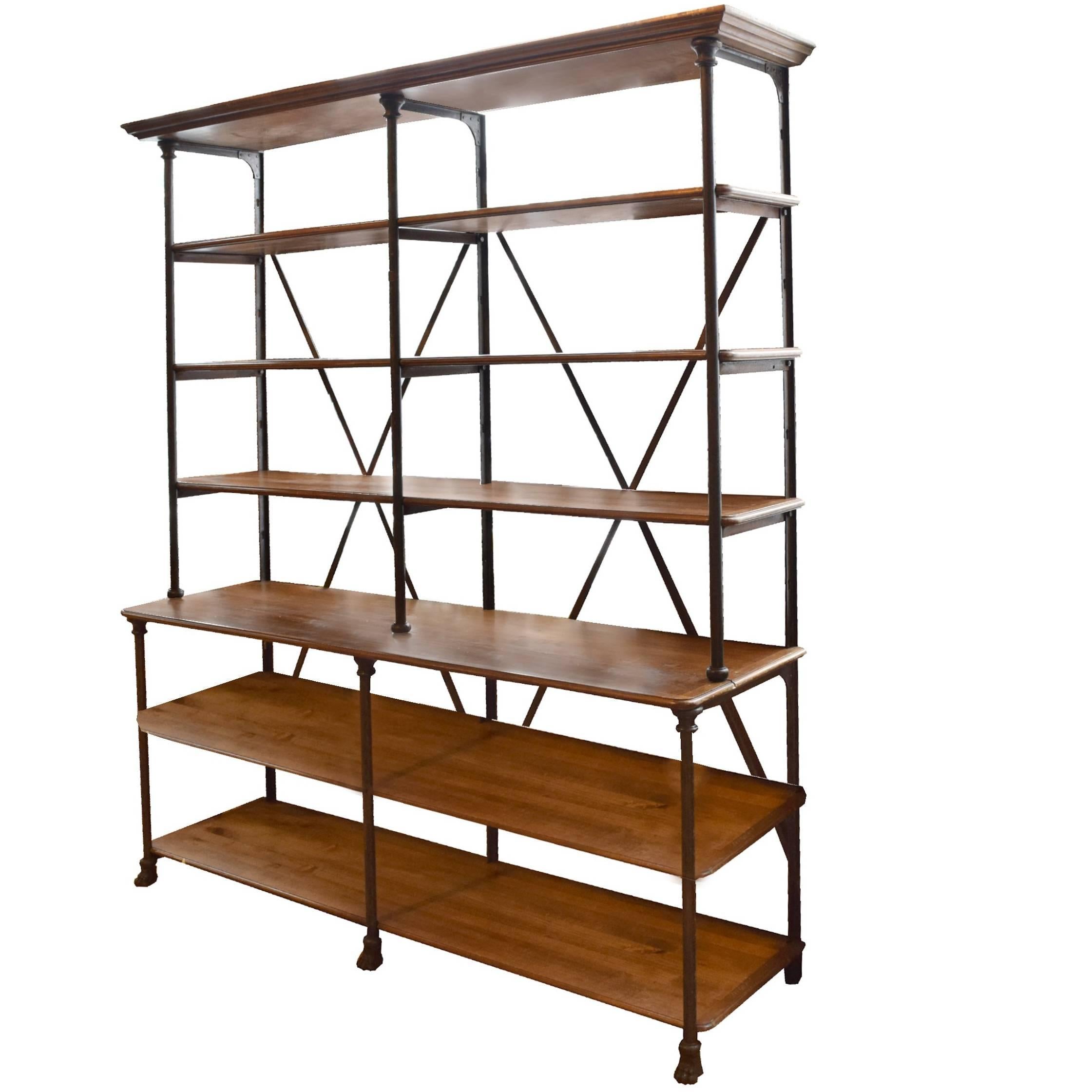 French Oak and Iron Display Shelf by Au Petit Parisien