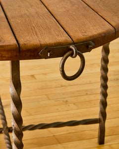 French Oak and Iron Occasional Table C. 1945
