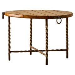 Tavolo occasionale francese in Oak e ferro C.C.