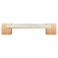 French Oak and Ivory Alpaca Mohair Redux Bench by Slash Objects Sample