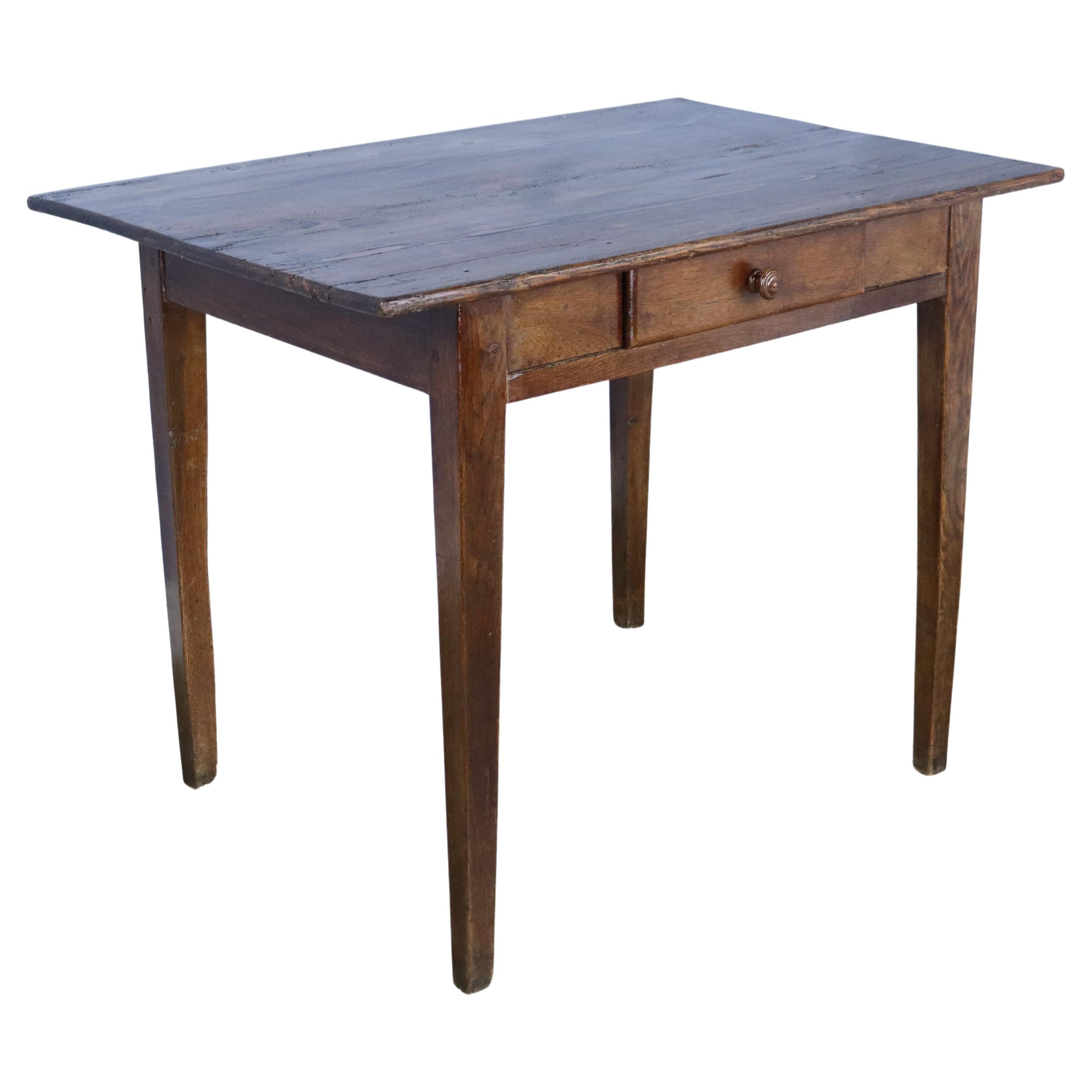 French Oak and Pine Country Side Table or Small Desk For Sale