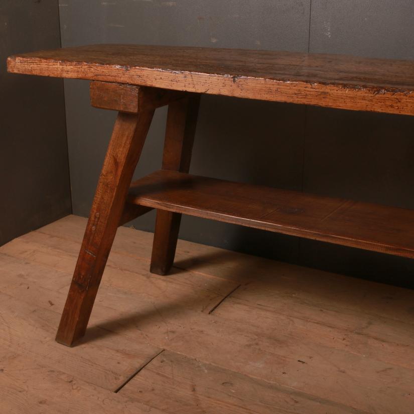 Polished French Oak and Pine Trestle Table