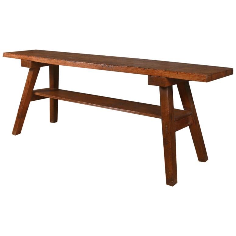 French Oak and Pine Trestle Table