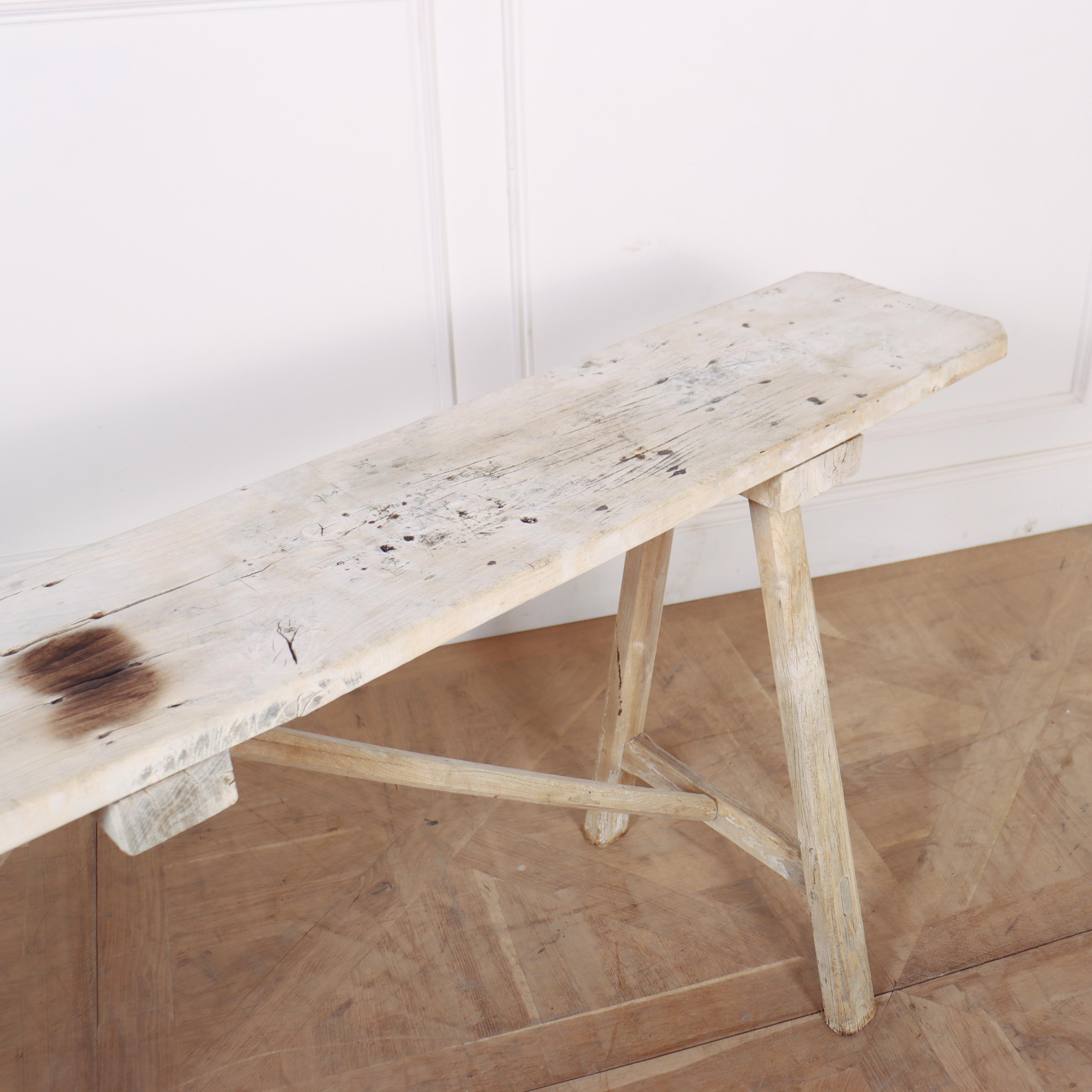 Bleached French Oak and Poplar Trestle Table For Sale