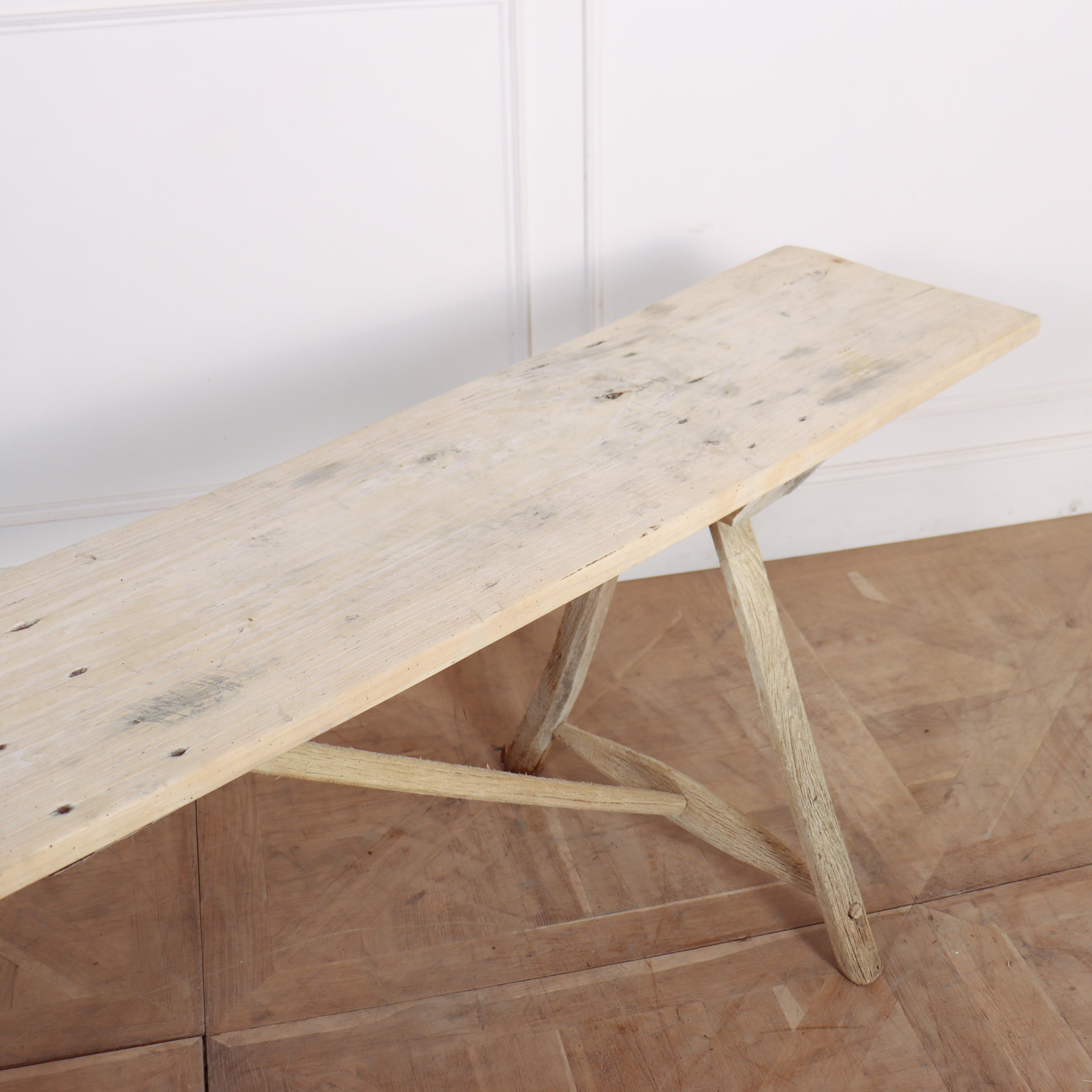 19th Century French Oak and Poplar Trestle Table For Sale