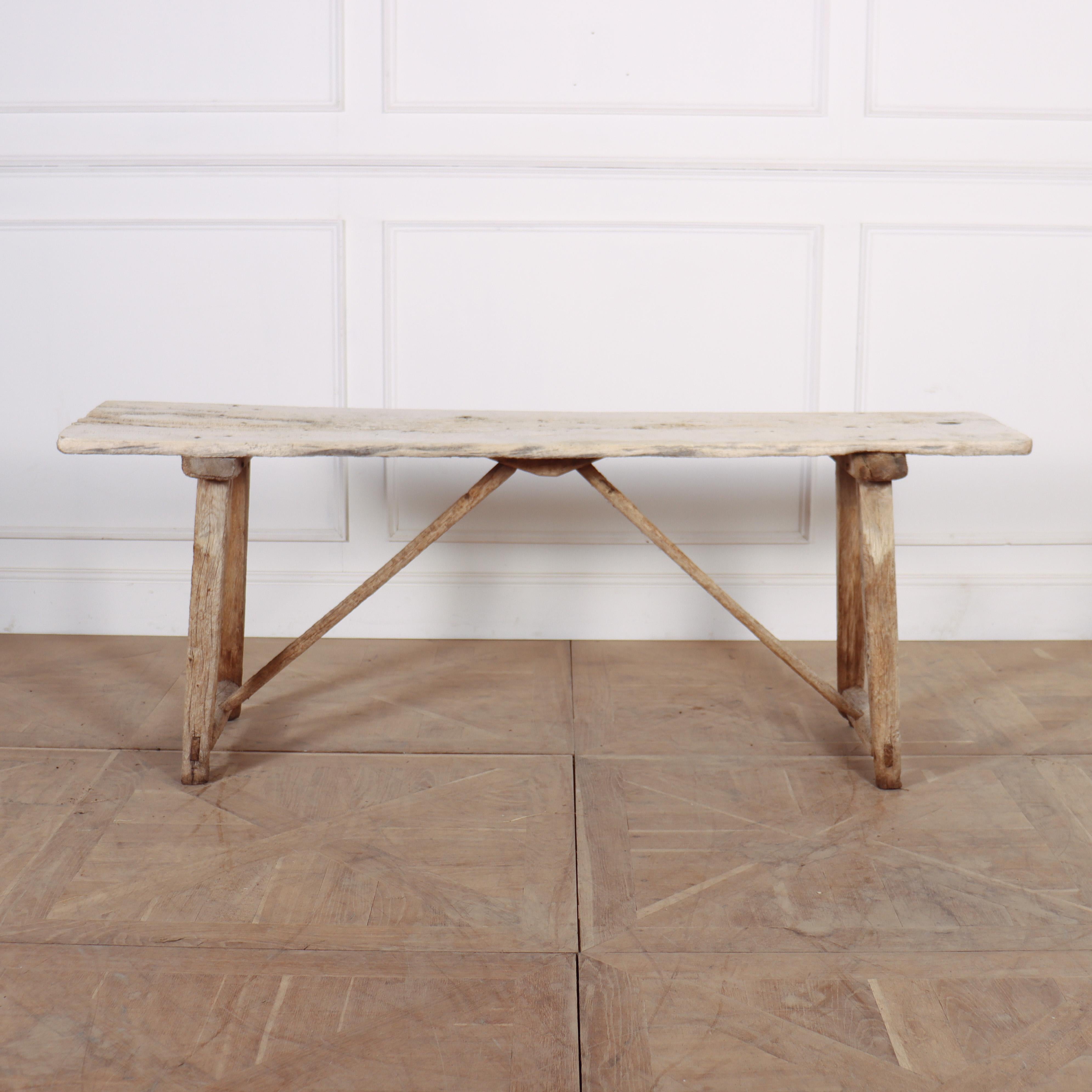French Oak and Poplar Trestle Table 3