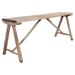 Antique French Oak and Poplar Trestle Table