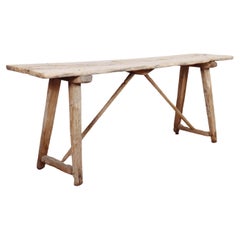 French Oak and Poplar Trestle Table