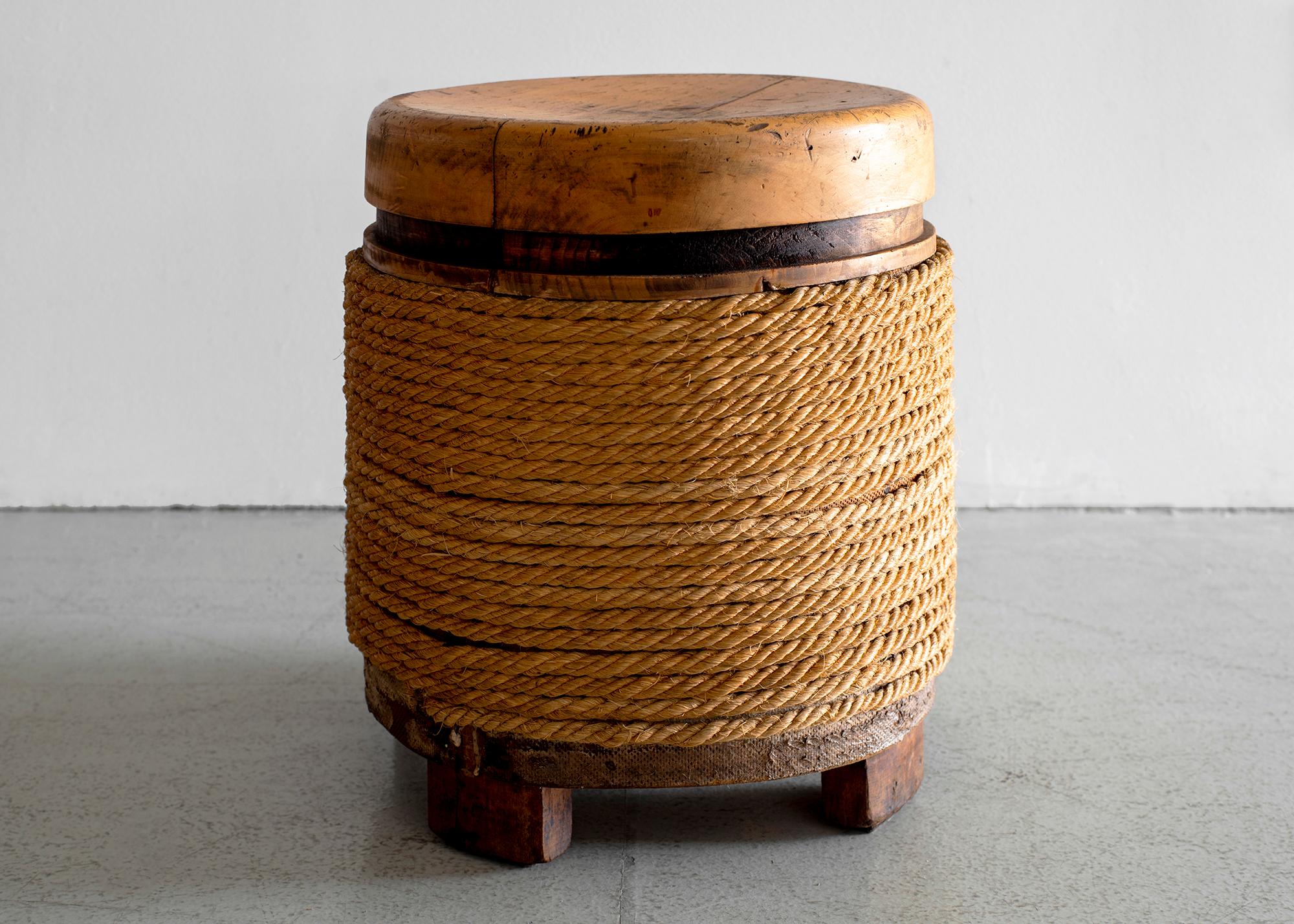 French Oak and Rope Stool 2