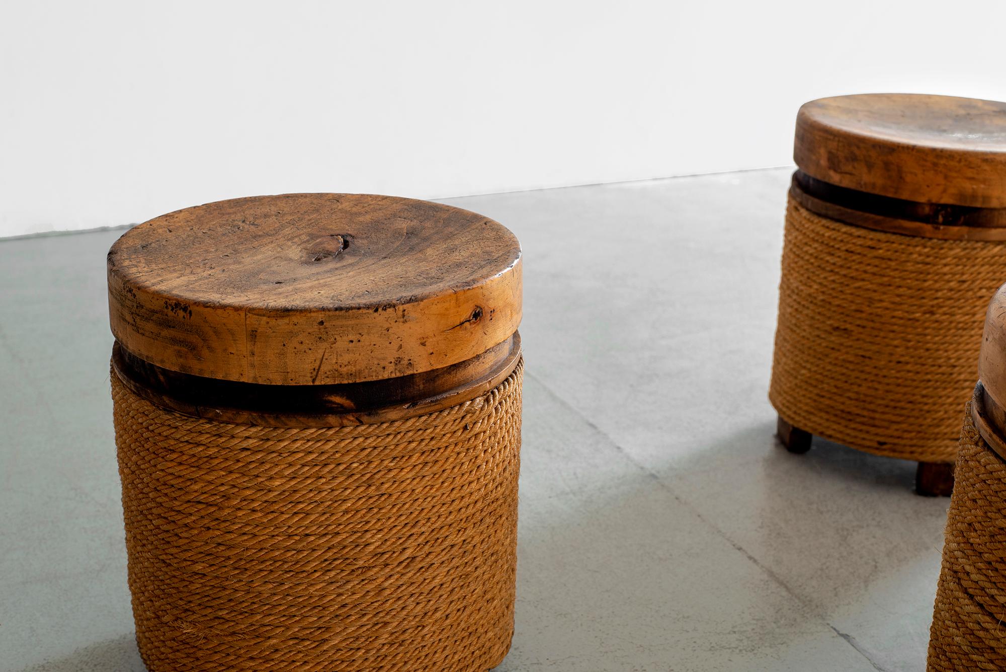 French Oak and Rope Stool 3