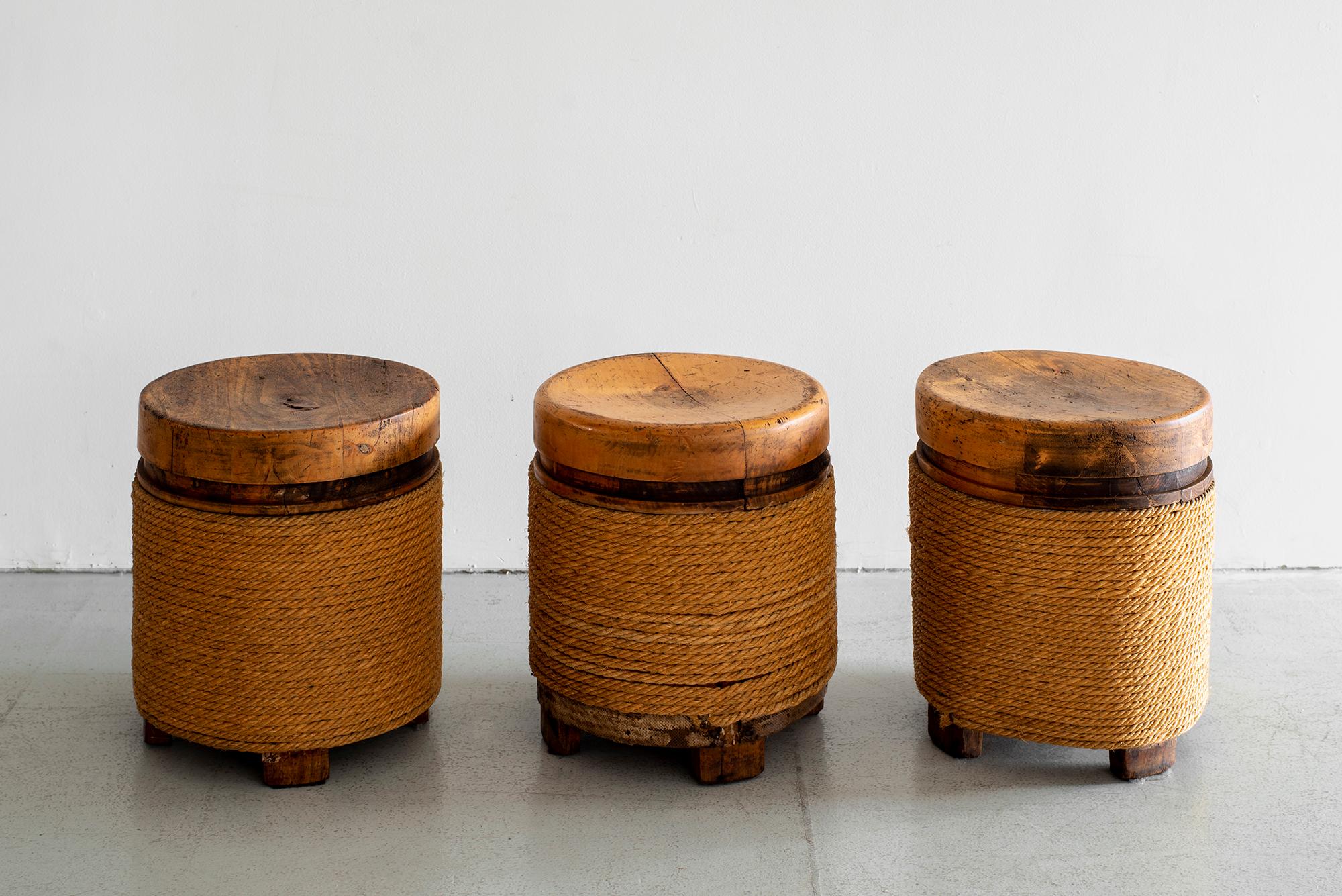 French Oak and Rope Stool 4