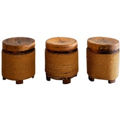 French Oak and Rope Stool