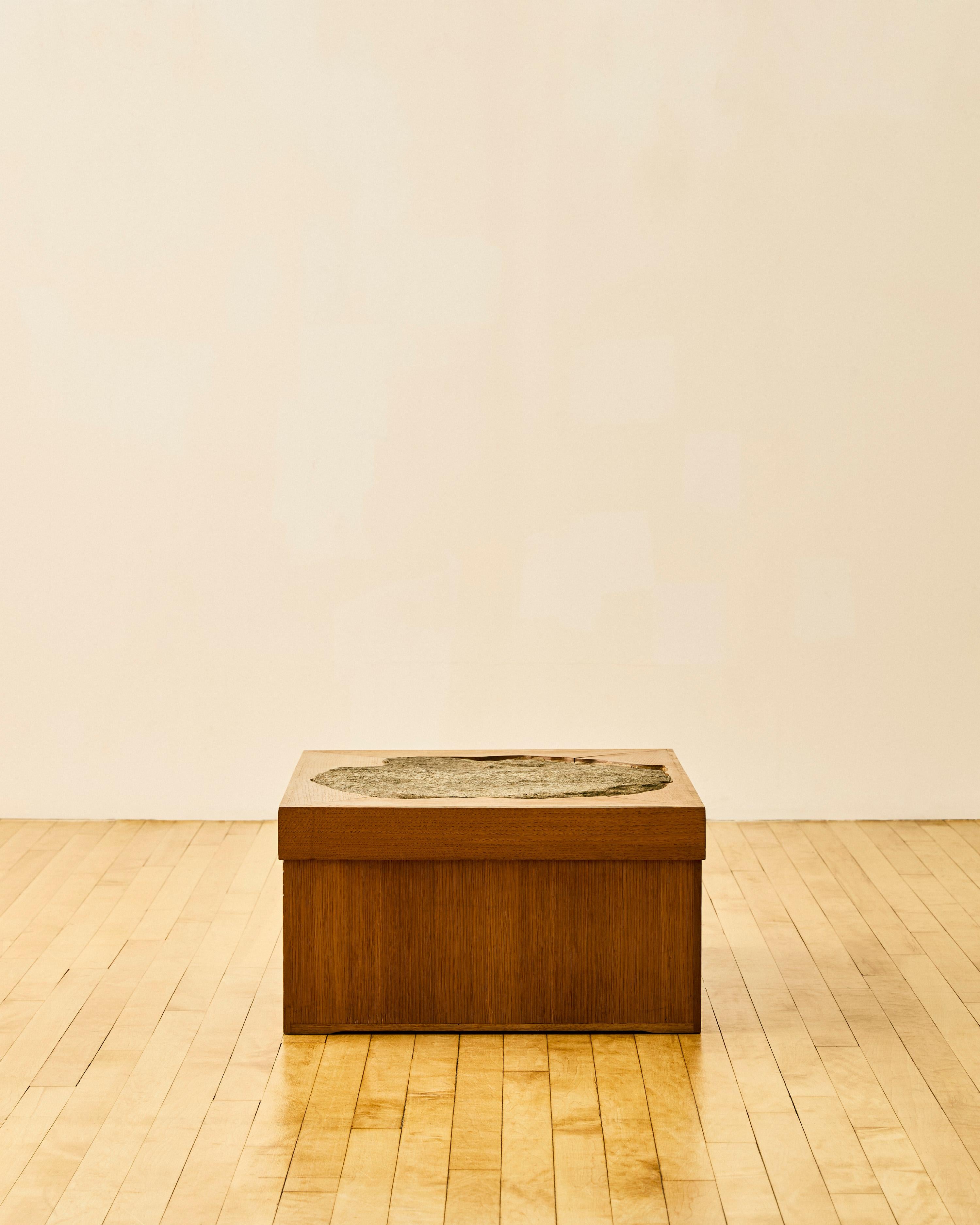 Late 20th Century French Oak and Slate Coffee Table For Sale
