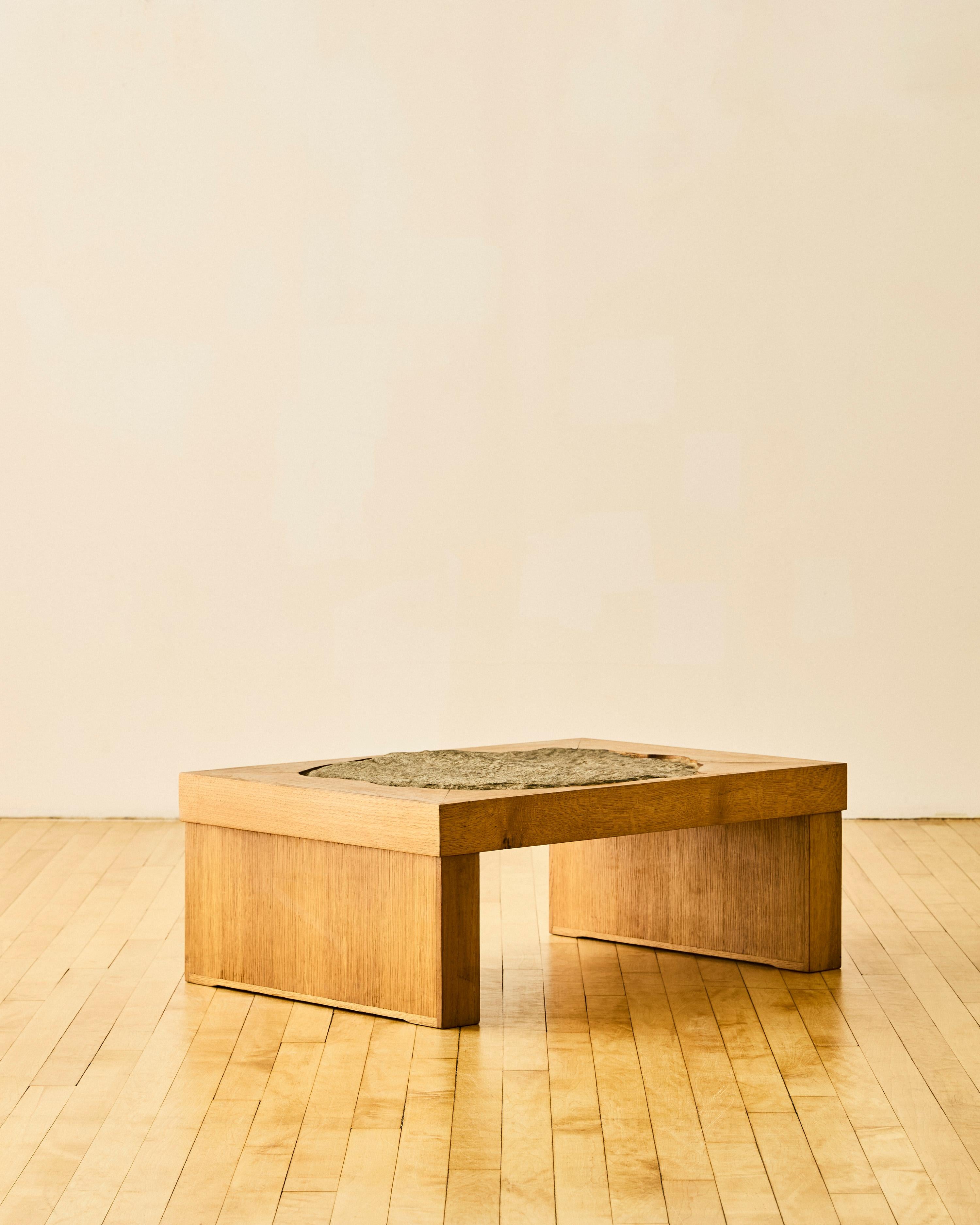 French Oak and Slate Coffee Table For Sale 1