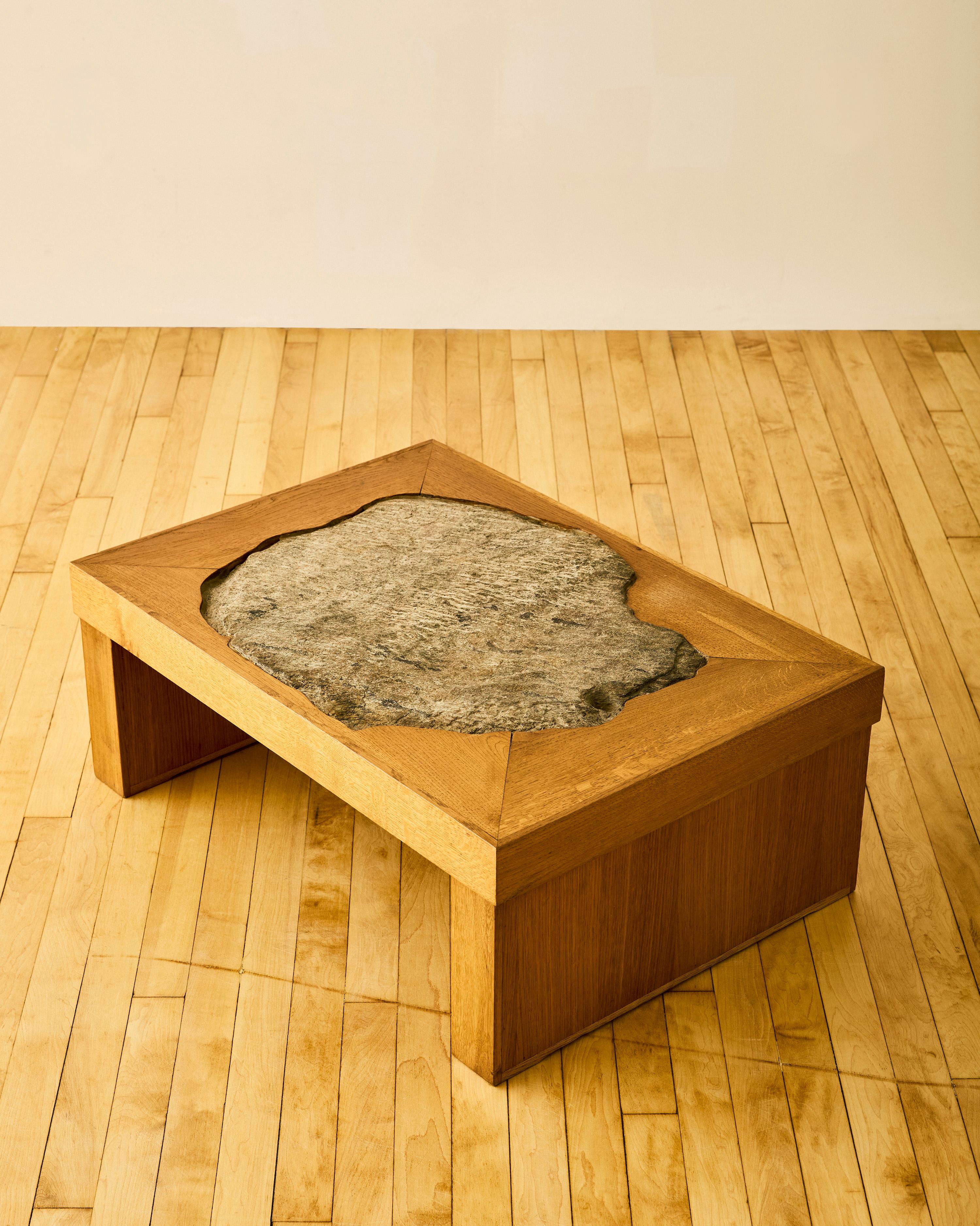 French Oak and Slate Coffee Table For Sale 3