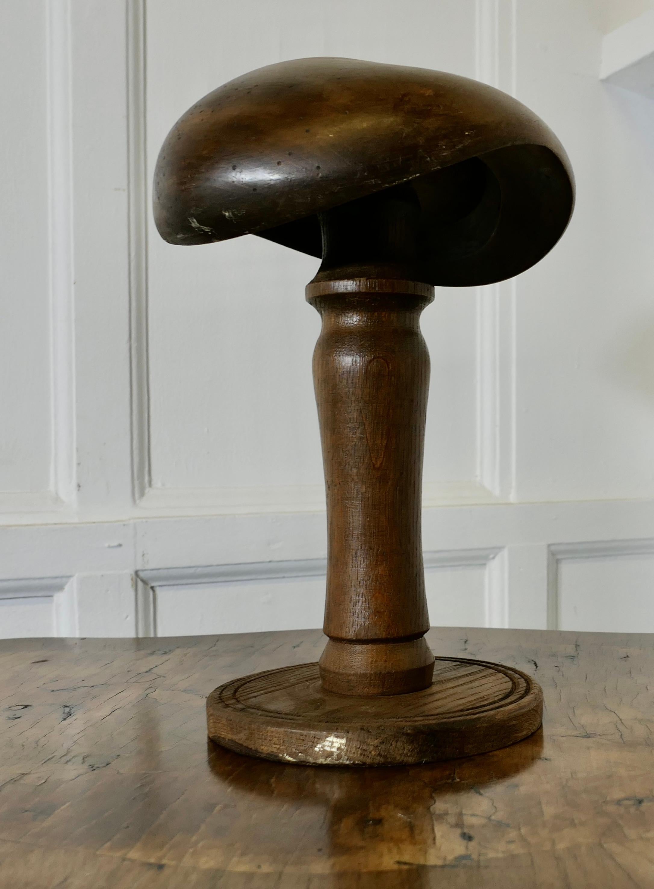 19th Century French Oak and Walnut Beret/Flat Cap Milliners Form For Sale