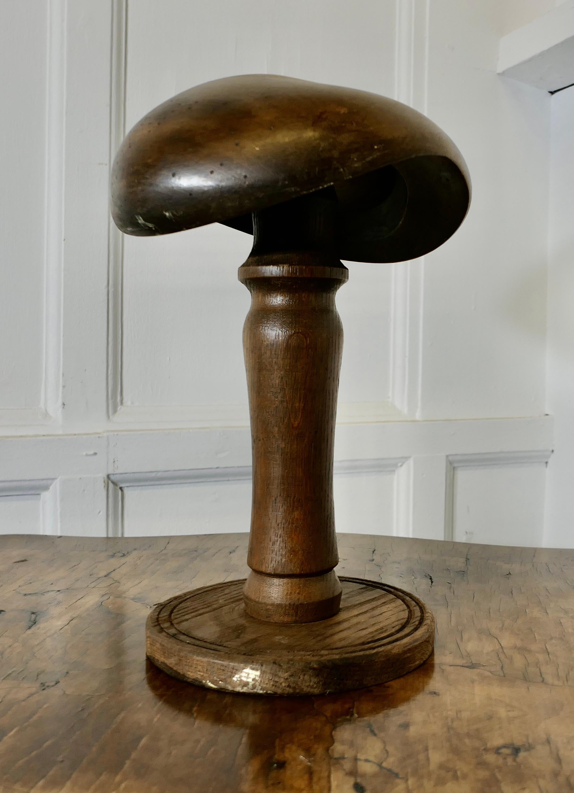 French Oak and Walnut Beret/Flat Cap Milliners Form For Sale 1