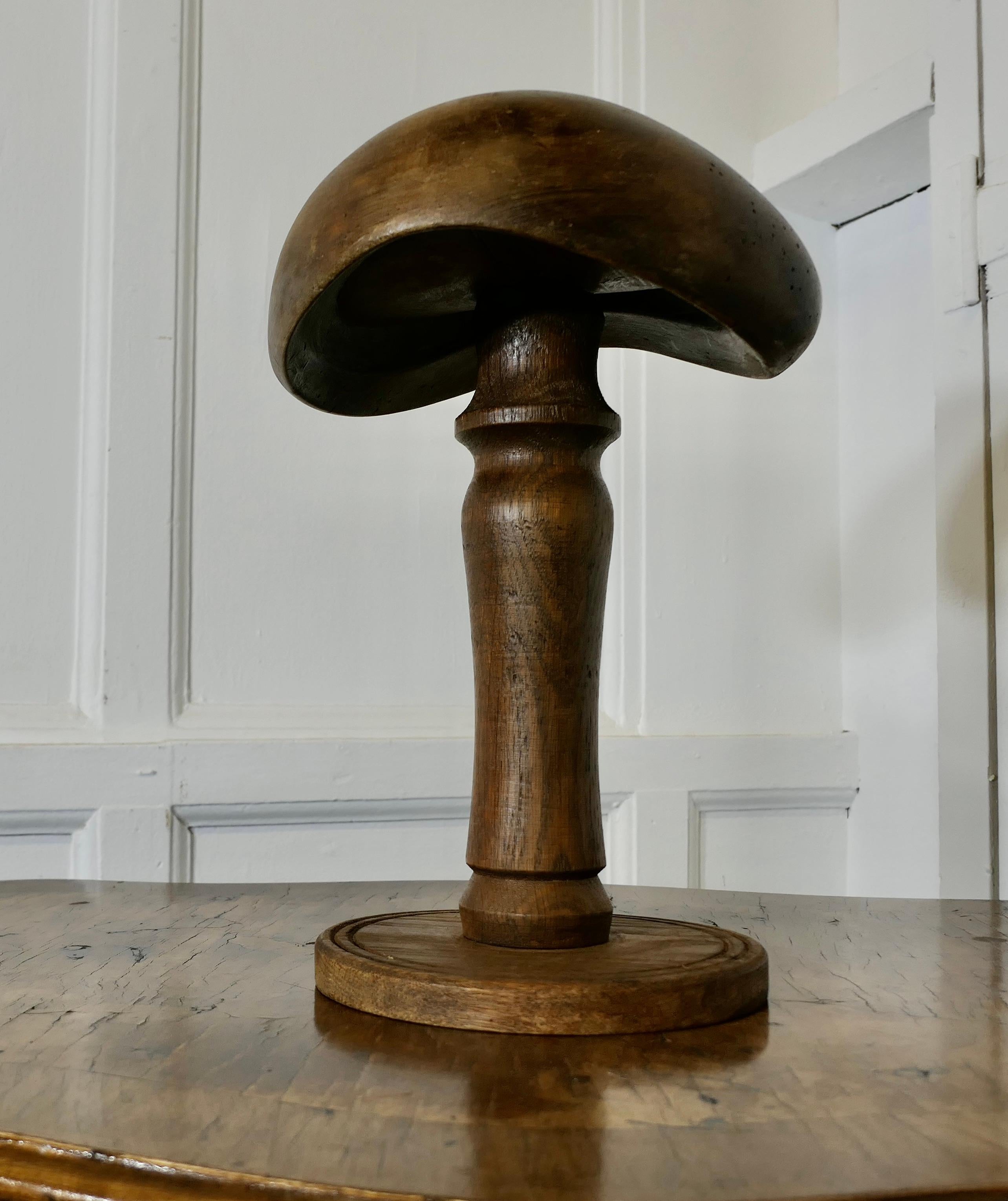 French Oak and Walnut Beret/Flat Cap Milliners Form For Sale 3