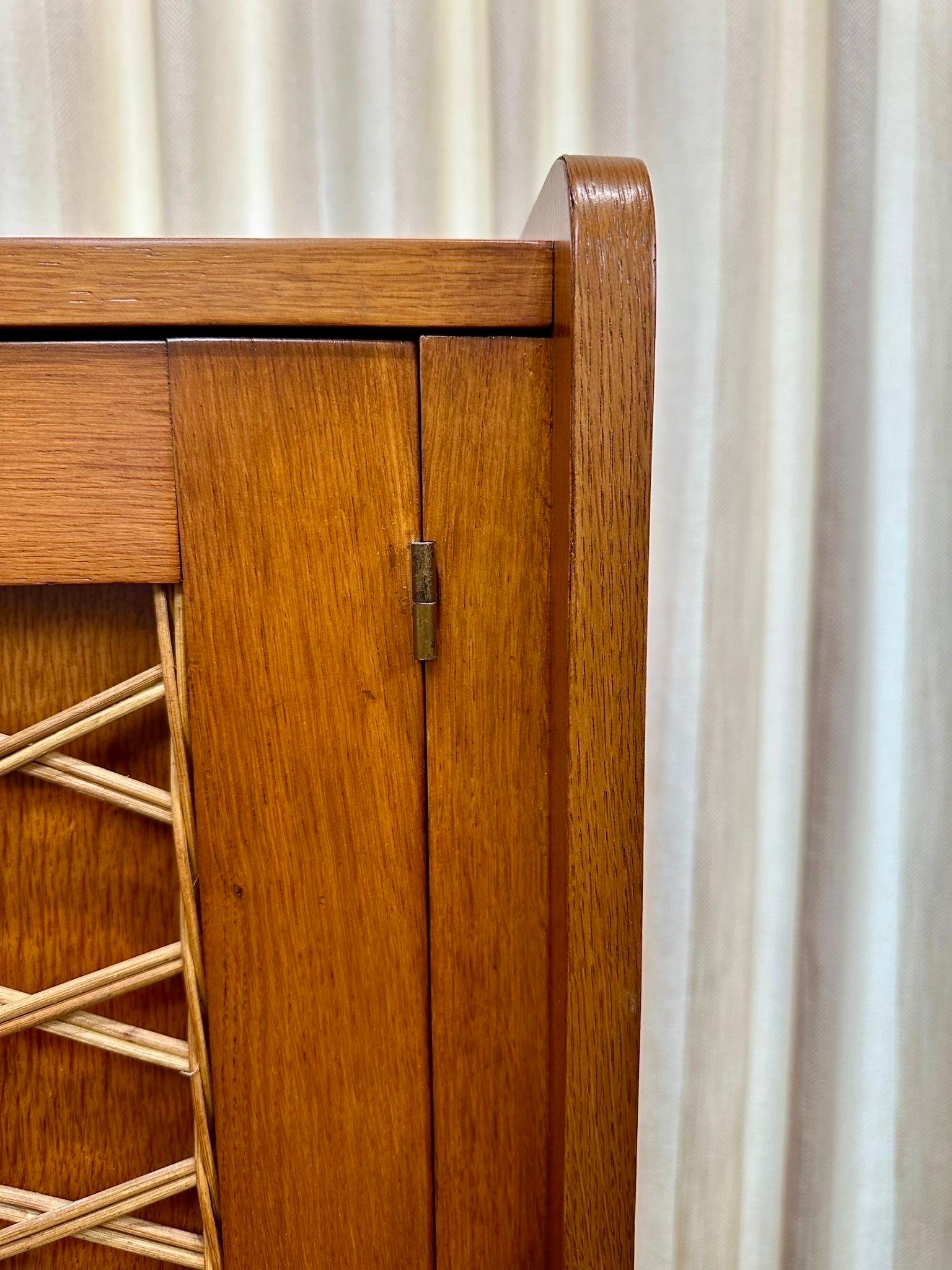 French Oak and Wicker Lattice Doors Armoire 3