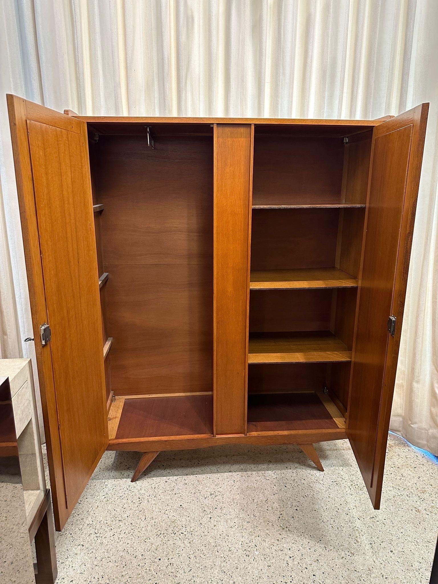 French Oak and Wicker Lattice Doors Armoire 4