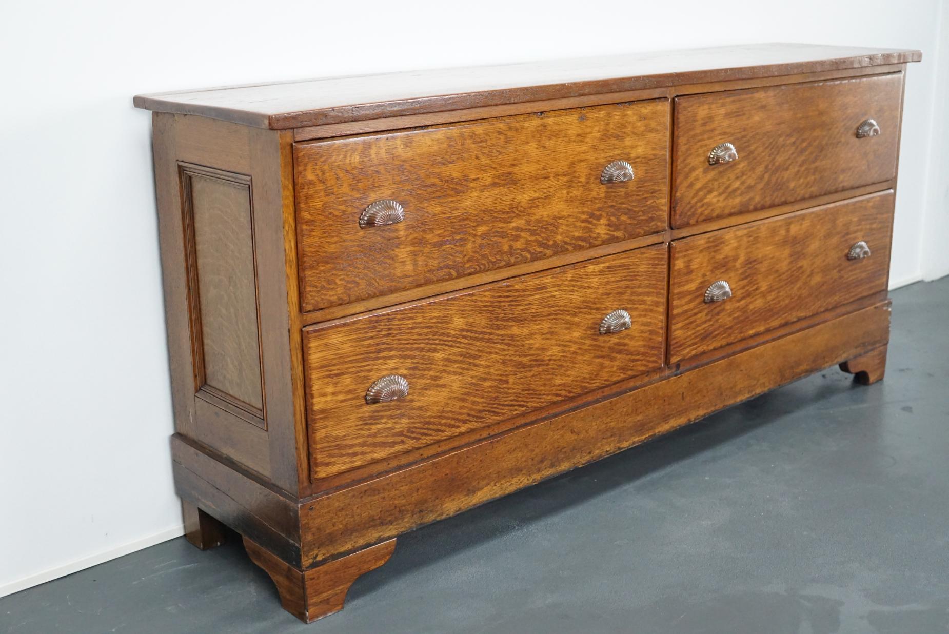 Industrial French Oak Apothecary Cabinet, 1890s