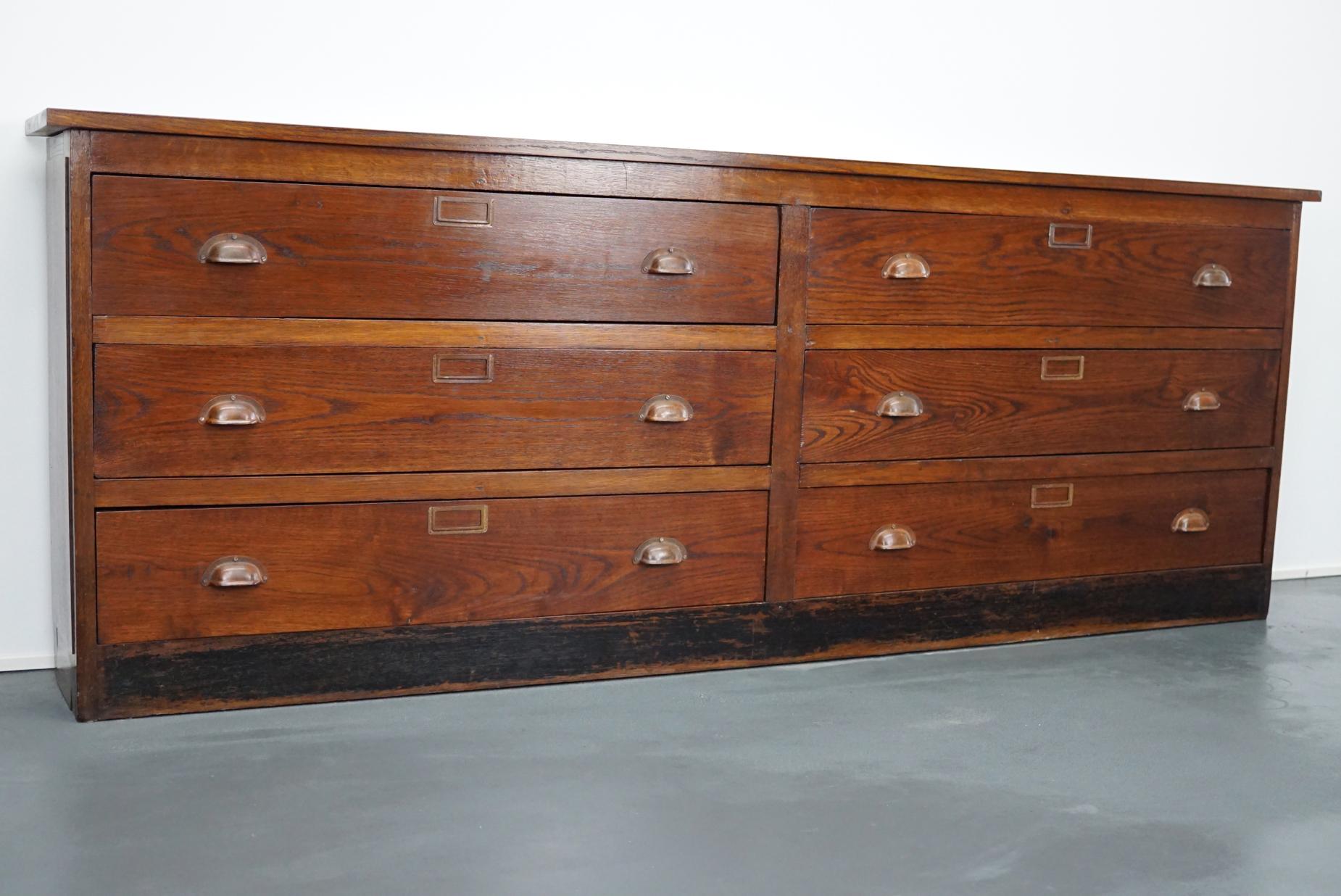 Industrial French Oak Apothecary Cabinet, 1930s