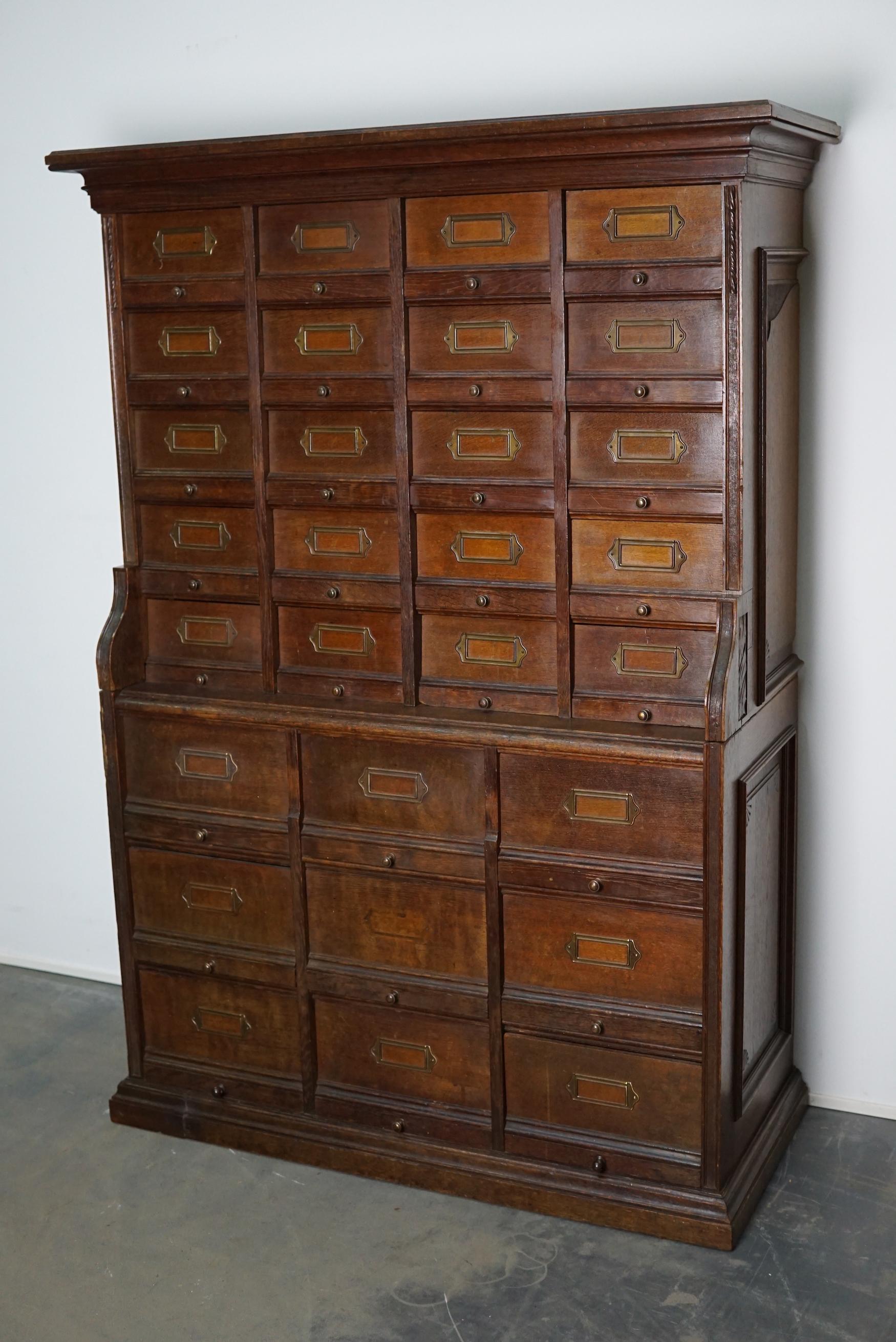 Industrial French Oak Apothecary Cabinet / Filing Cabinet, 1920s