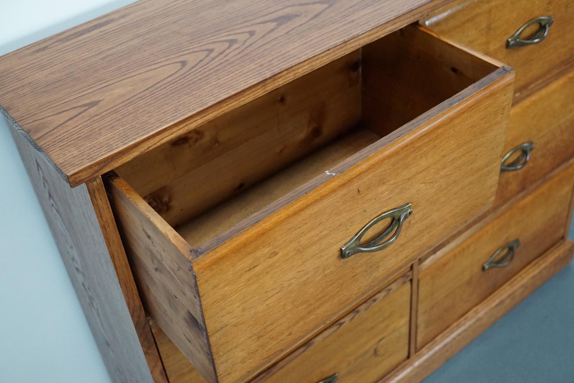French Oak Apothecary Cabinet or Bank of Drawers, 1930s 5
