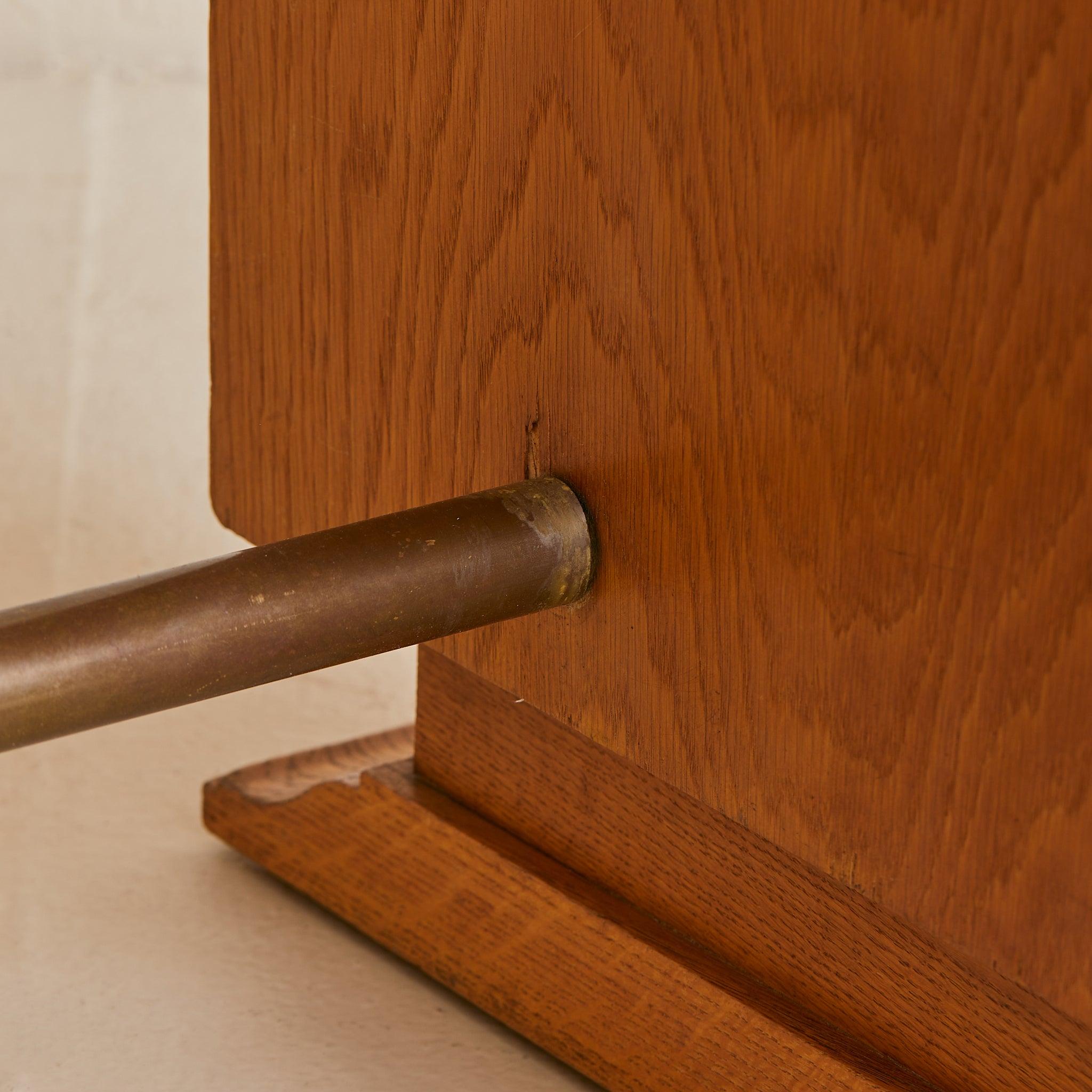 French Oak Architect’s Desk with Inset Glass Top, 1950s en vente 3