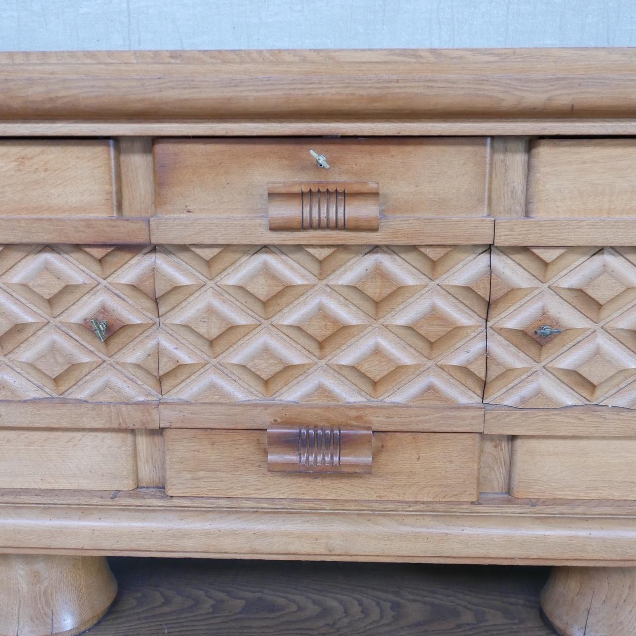 French Oak Art Deco Credenza/Sideboard in Manner of Dudouyt 12