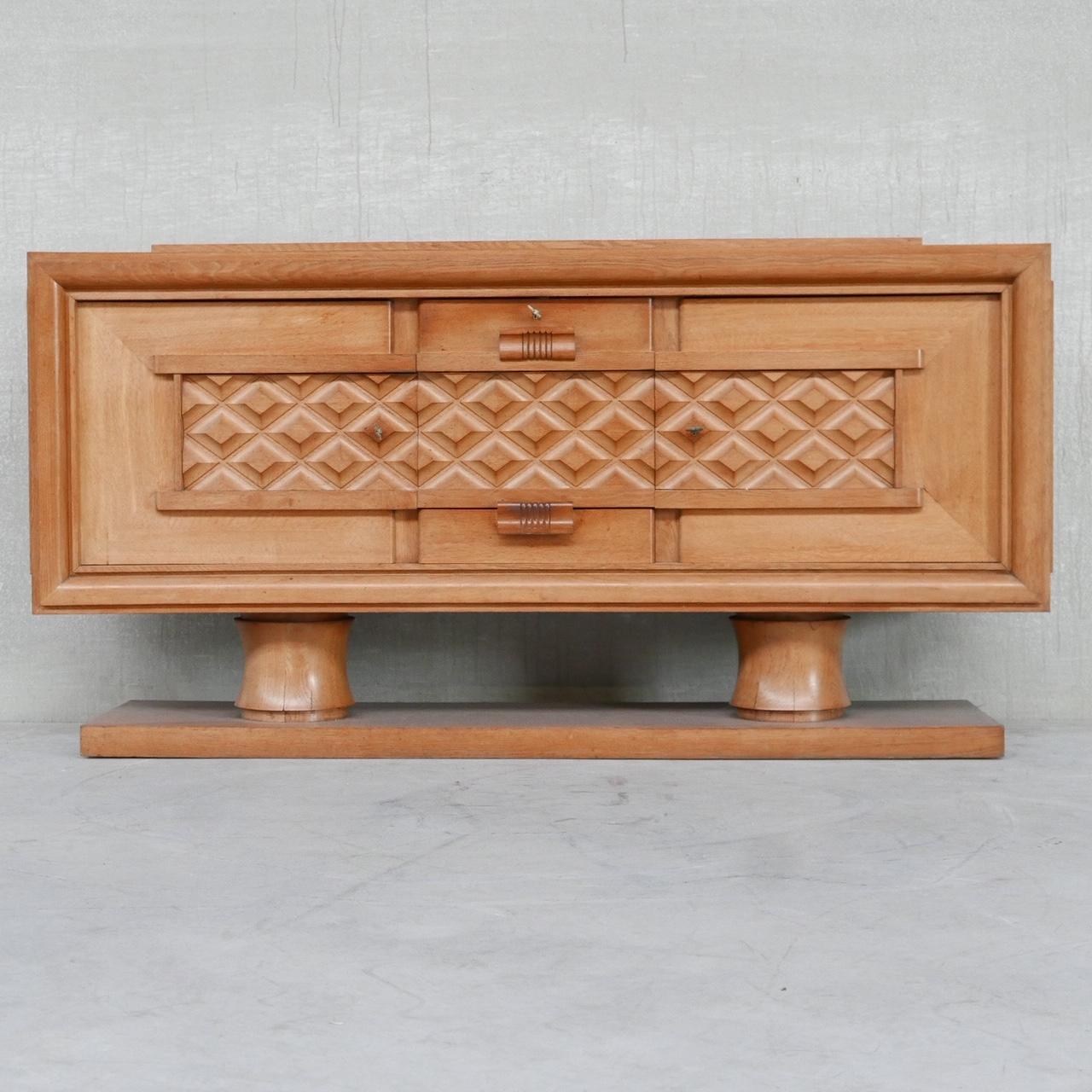 Mid-20th Century French Oak Art Deco Credenza/Sideboard in Manner of Dudouyt