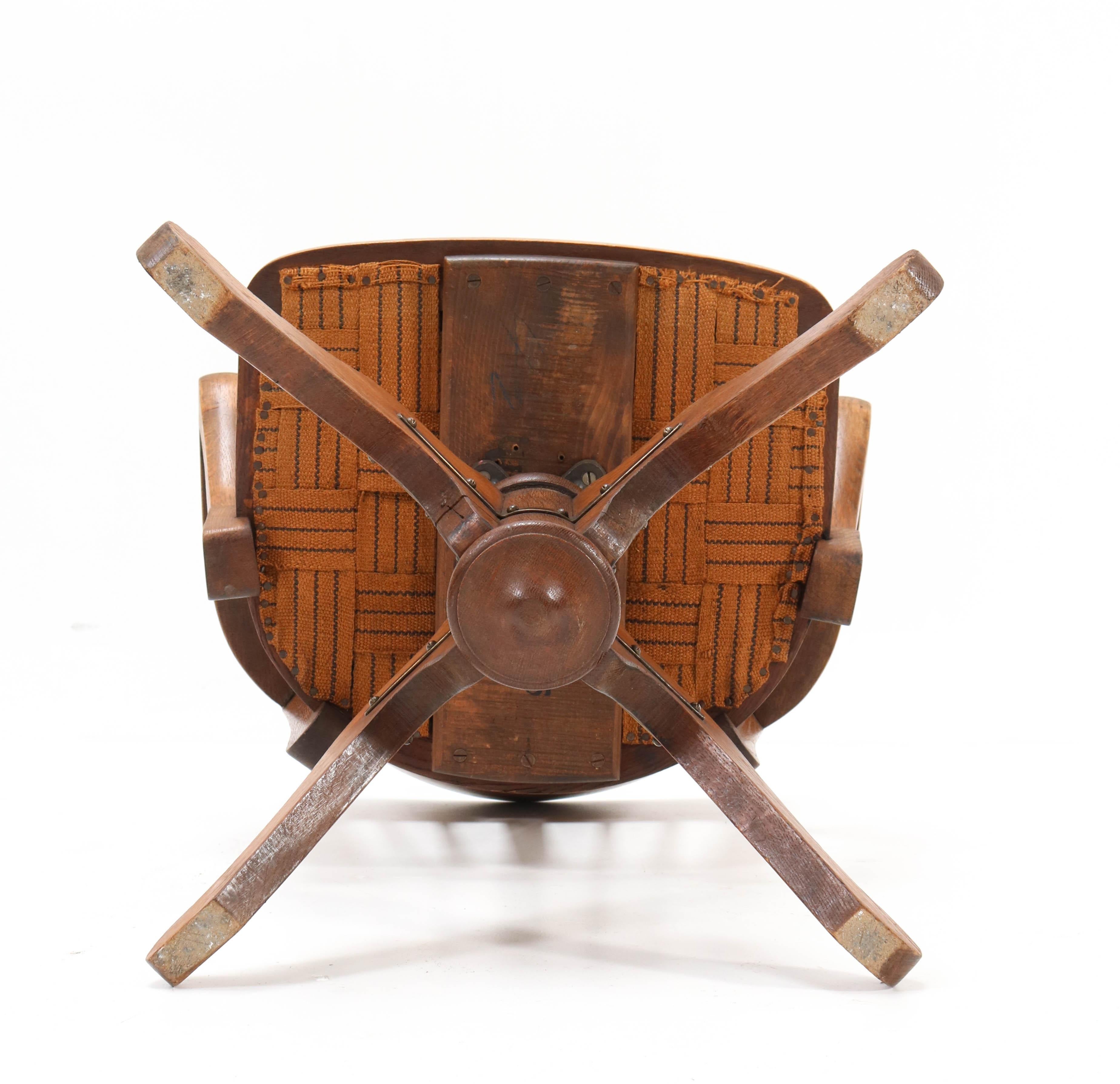 French Oak Art Nouveau Swivel Desk Chair, 1900s 2