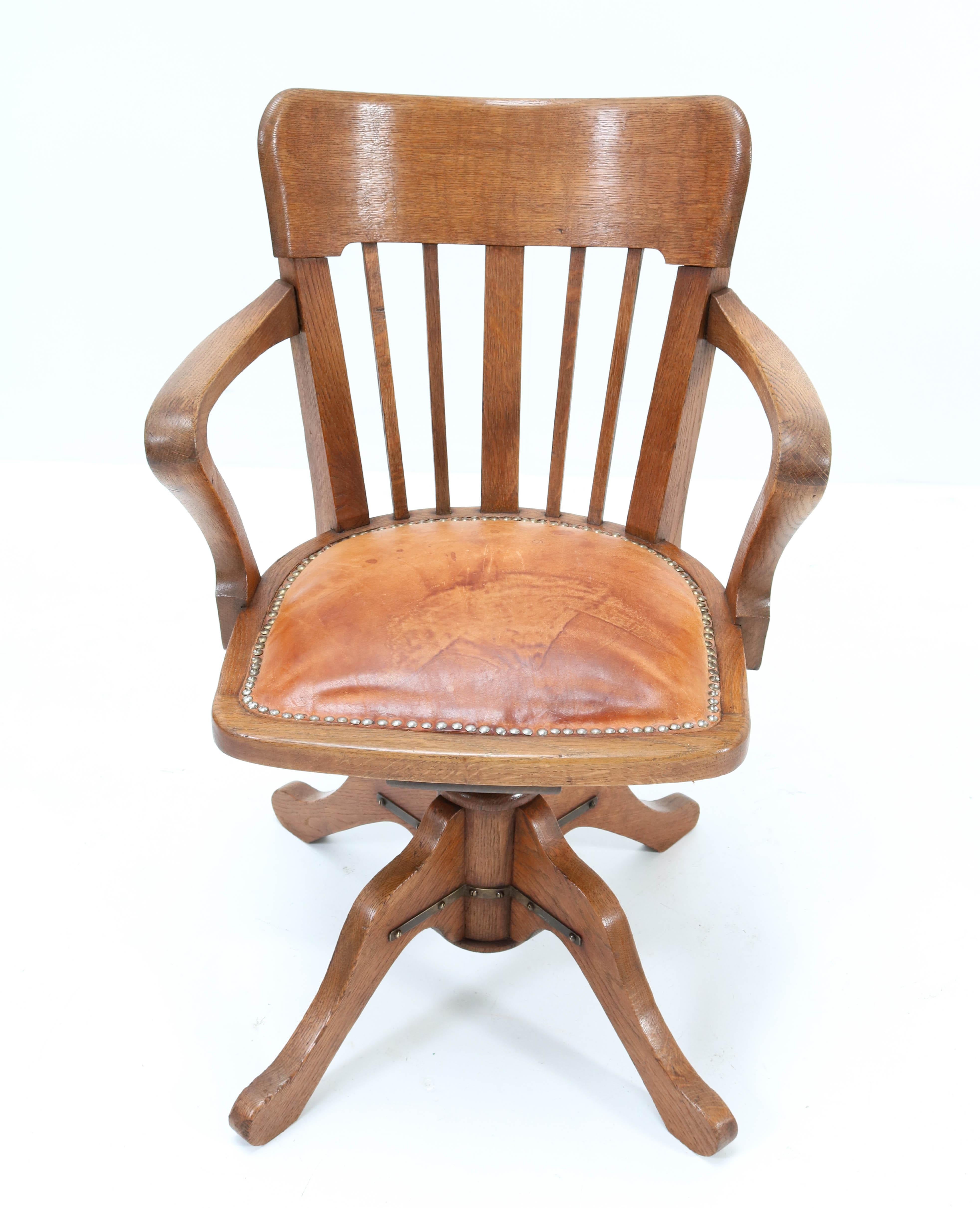 oak swivel desk chair