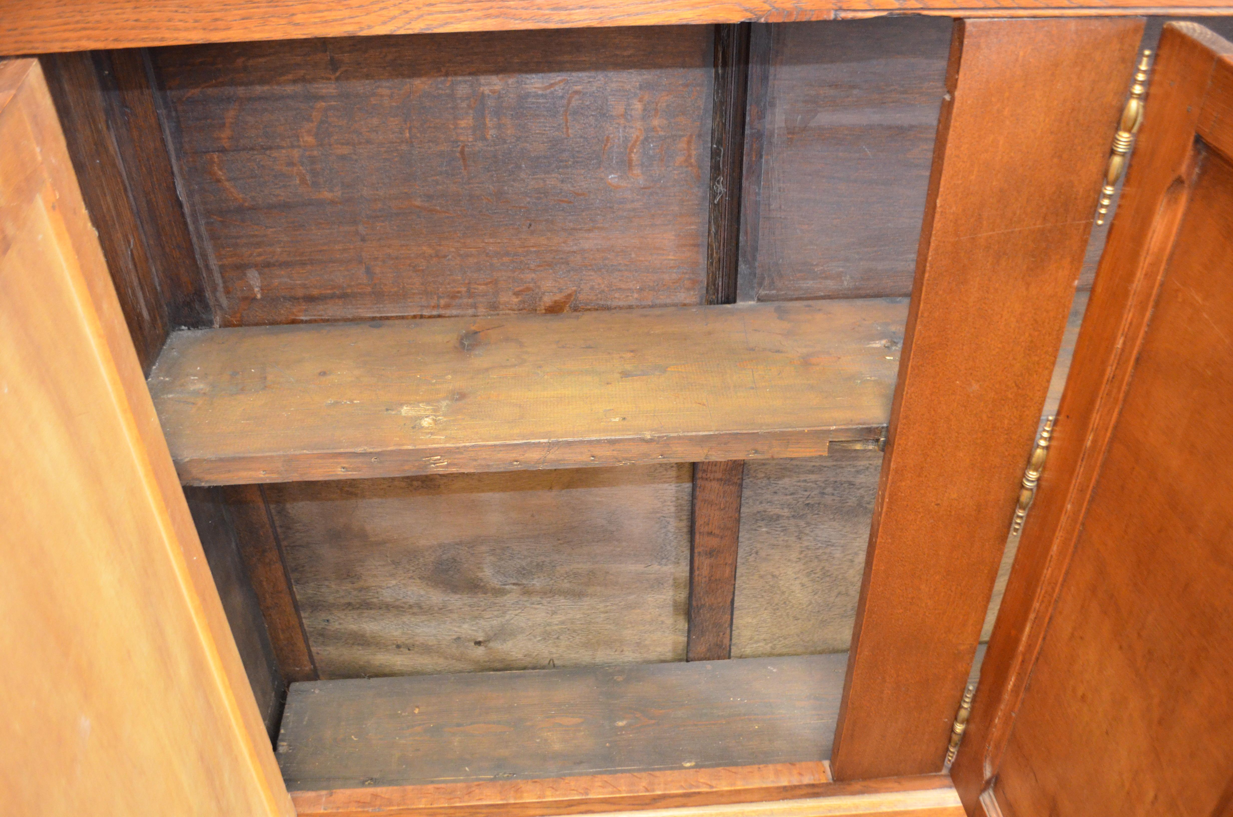 French Oak Back Bar, circa 1910, with Two Shelves Backed by Mirror For Sale 7