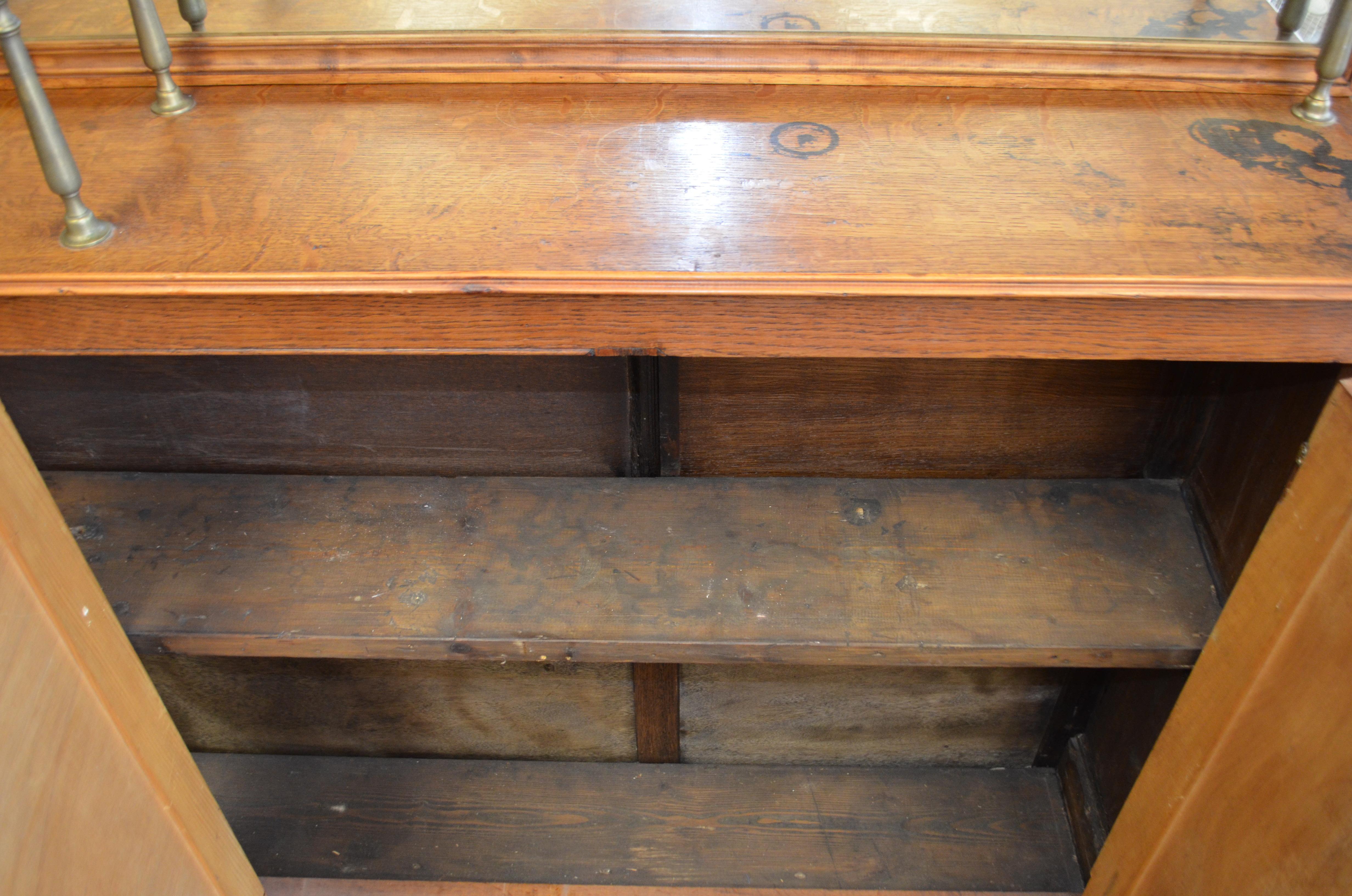 French Oak Back Bar, circa 1910, with Two Shelves Backed by Mirror For Sale 8