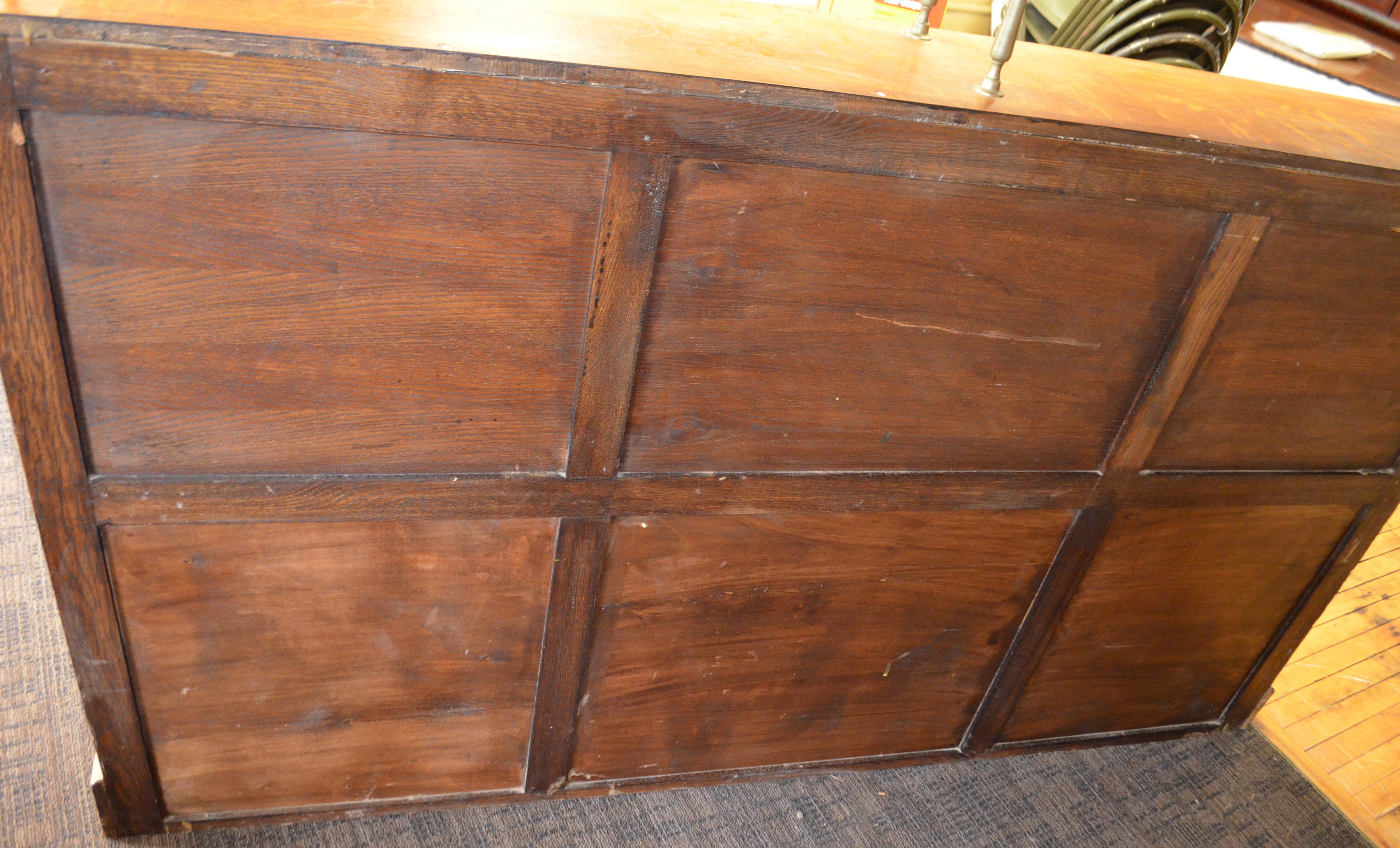 French Oak Back Bar, circa 1910, with Two Shelves Backed by Mirror For Sale 9